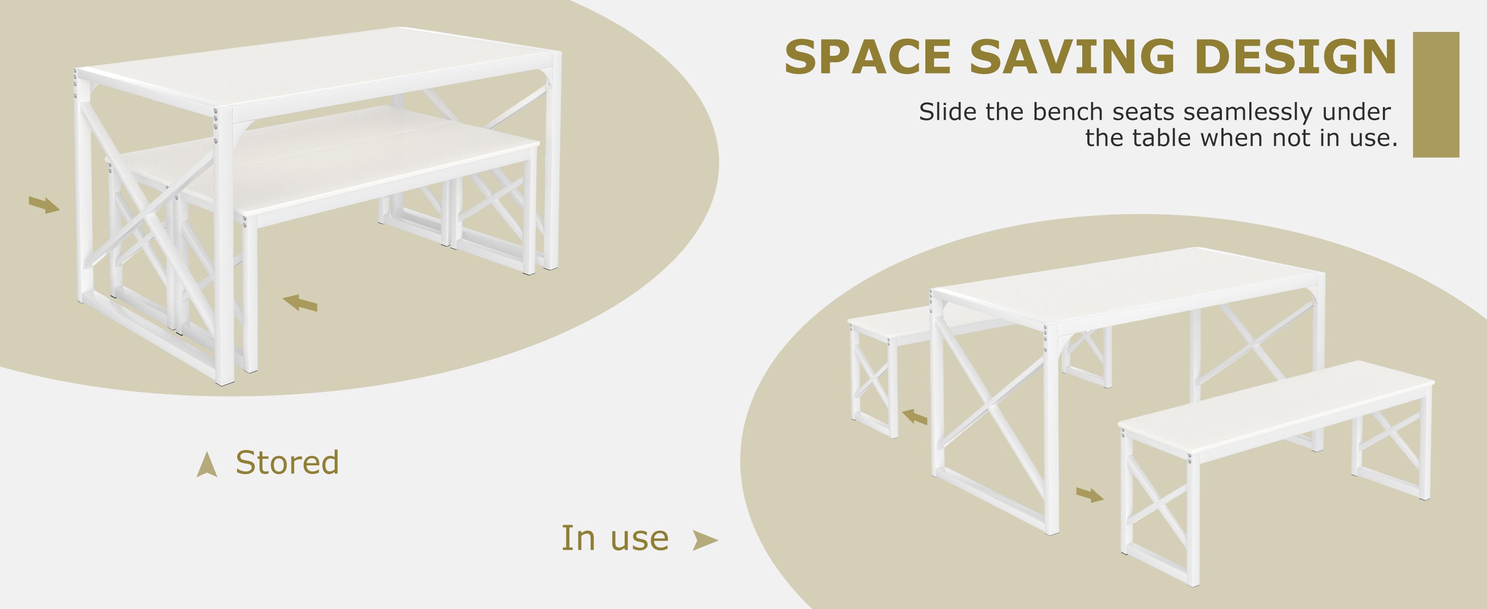 VECELO Kitchen Table with 2 Benches for 4 - VECELO