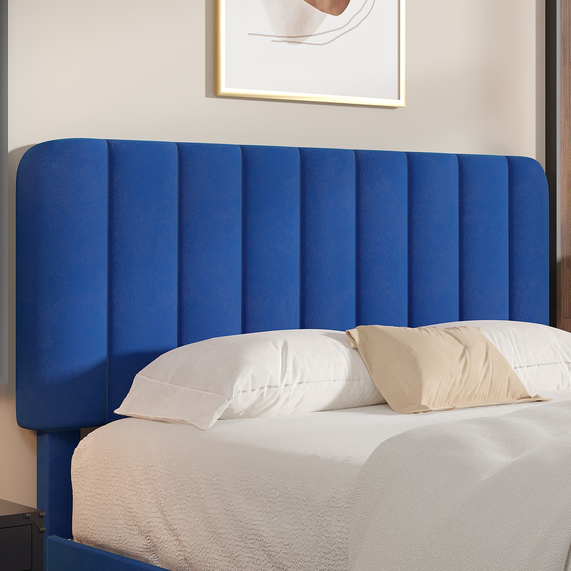 VECELO Upholstered Platform bedframe with Adjustable Headboard