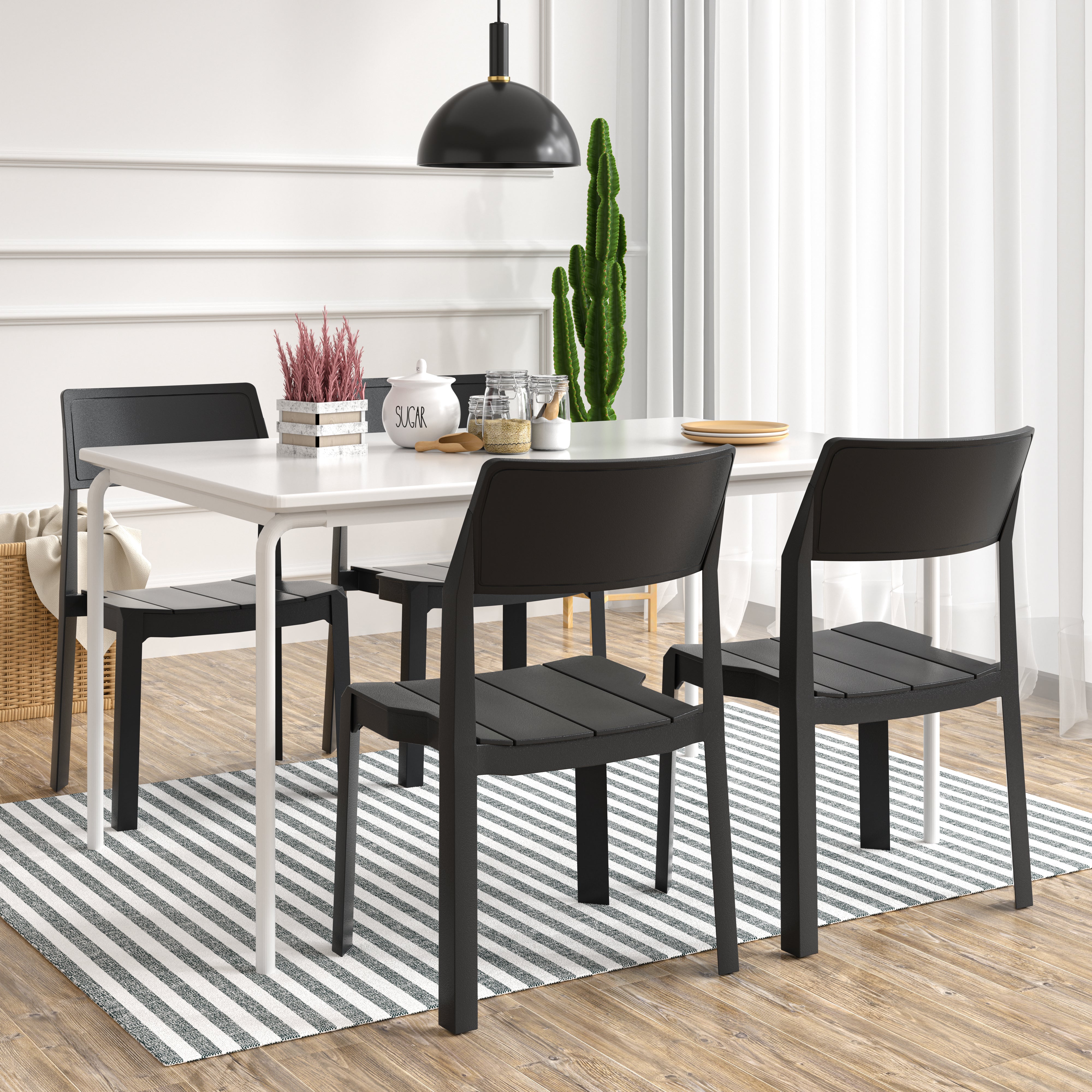 VECELO Dining Chairs Set of 4, Stackable Plastic Kitchen Chairs