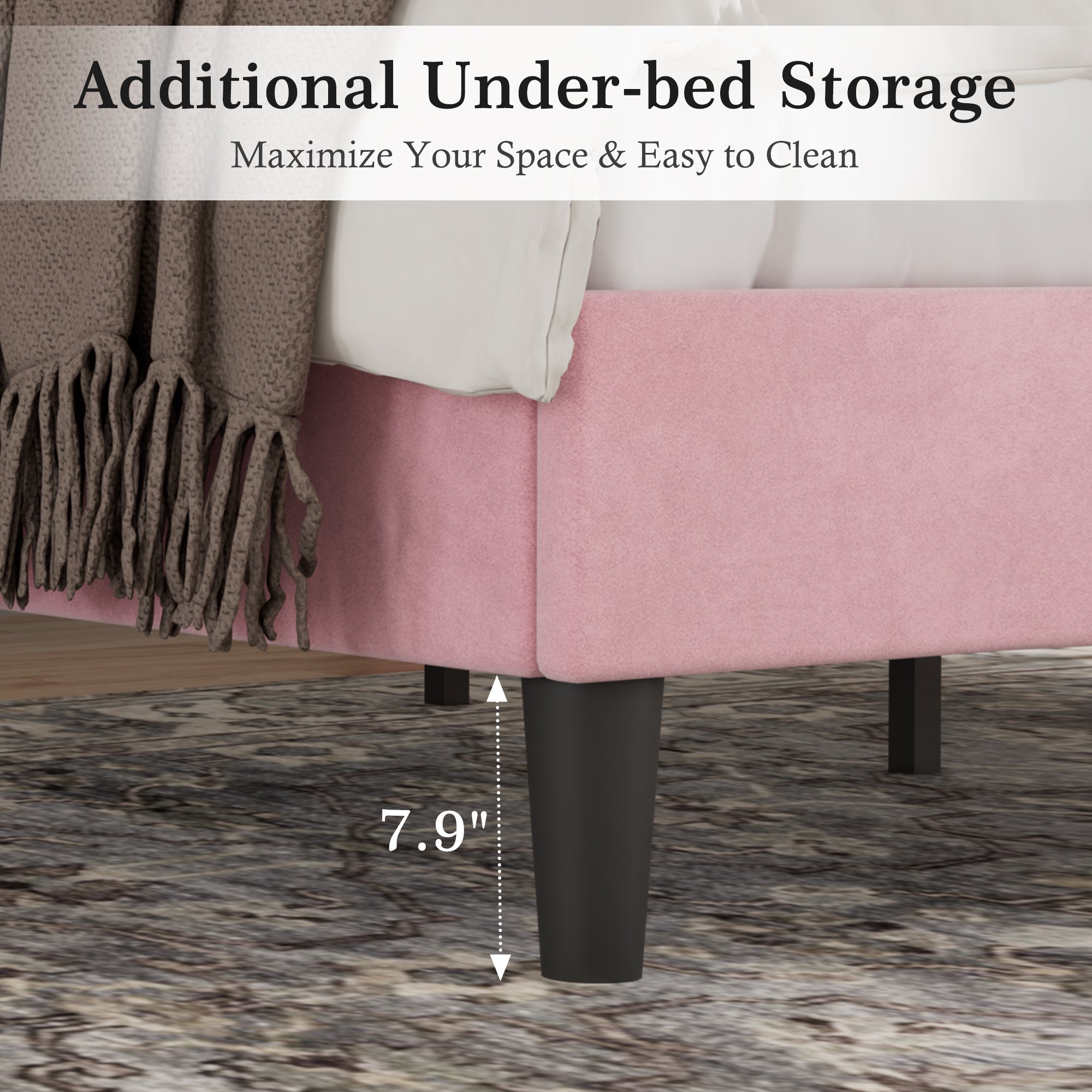 VECELO Modern Upholstered Platform Bedframe, Adjustable Headboard - VECELO
