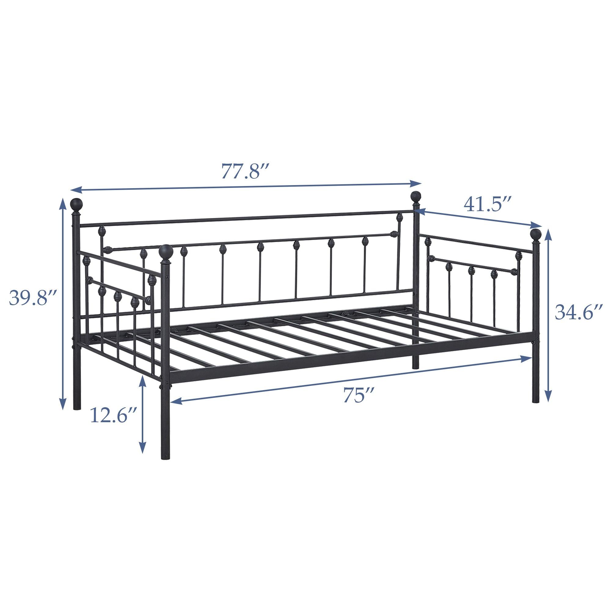 VECELO Daybed Frame, Twin Size Metal Platform Bed with Headboard - VECELO