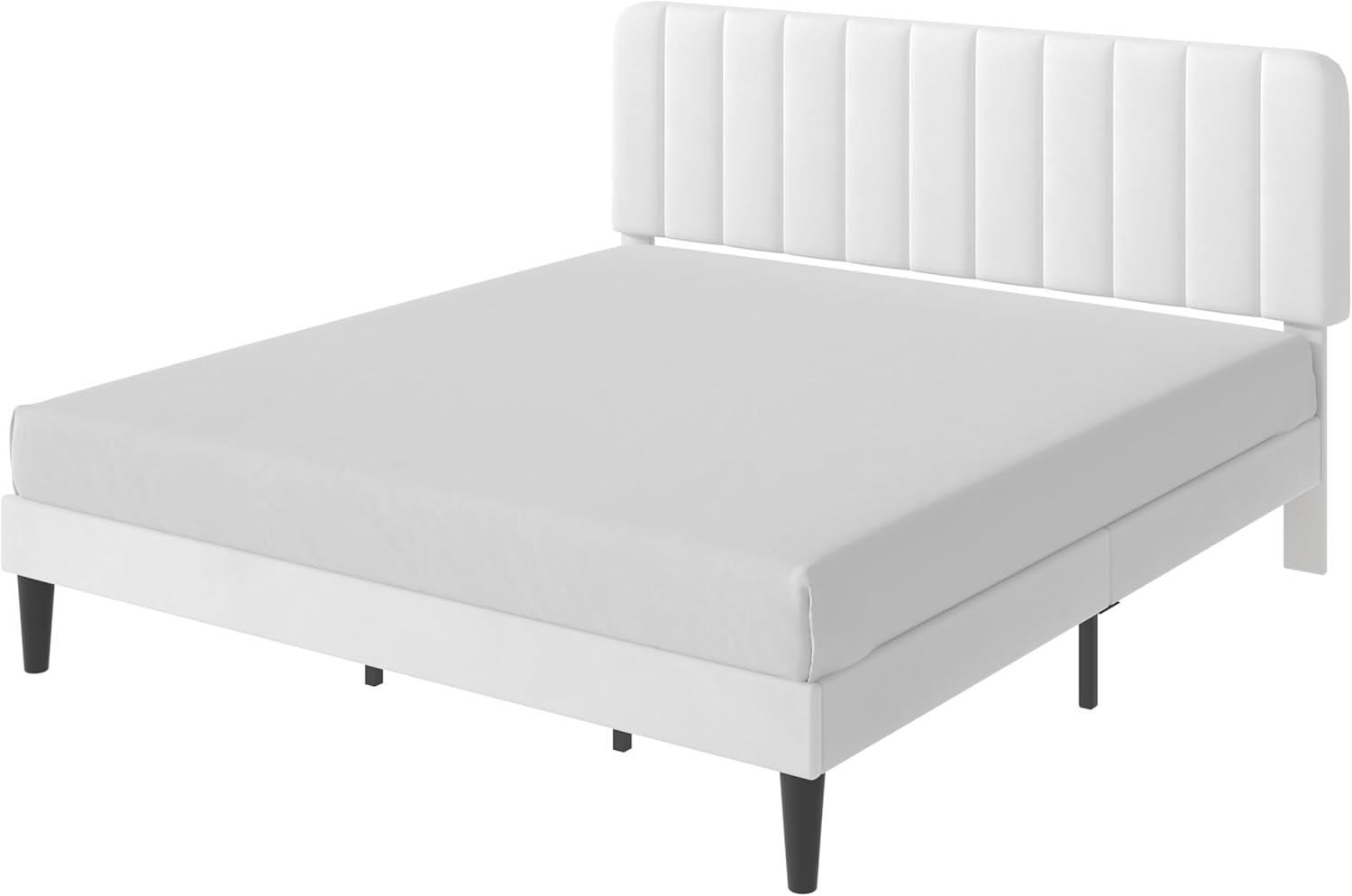 VECELO Upholstered Platform bedframe with Adjustable Headboard