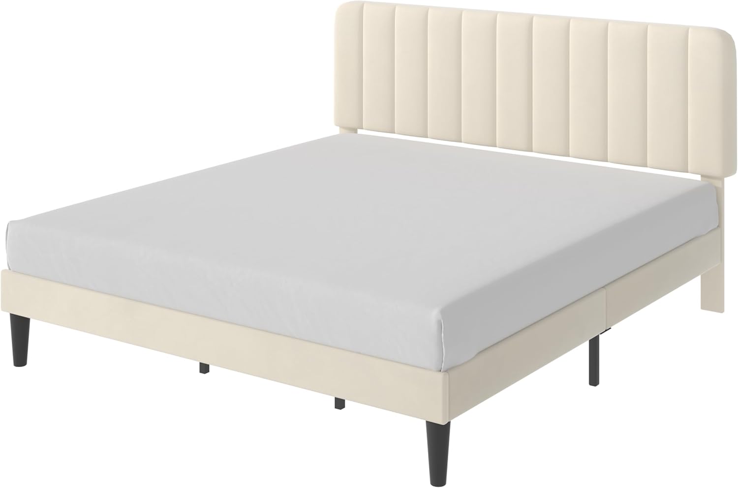 VECELO Upholstered Platform bedframe with Adjustable Headboard