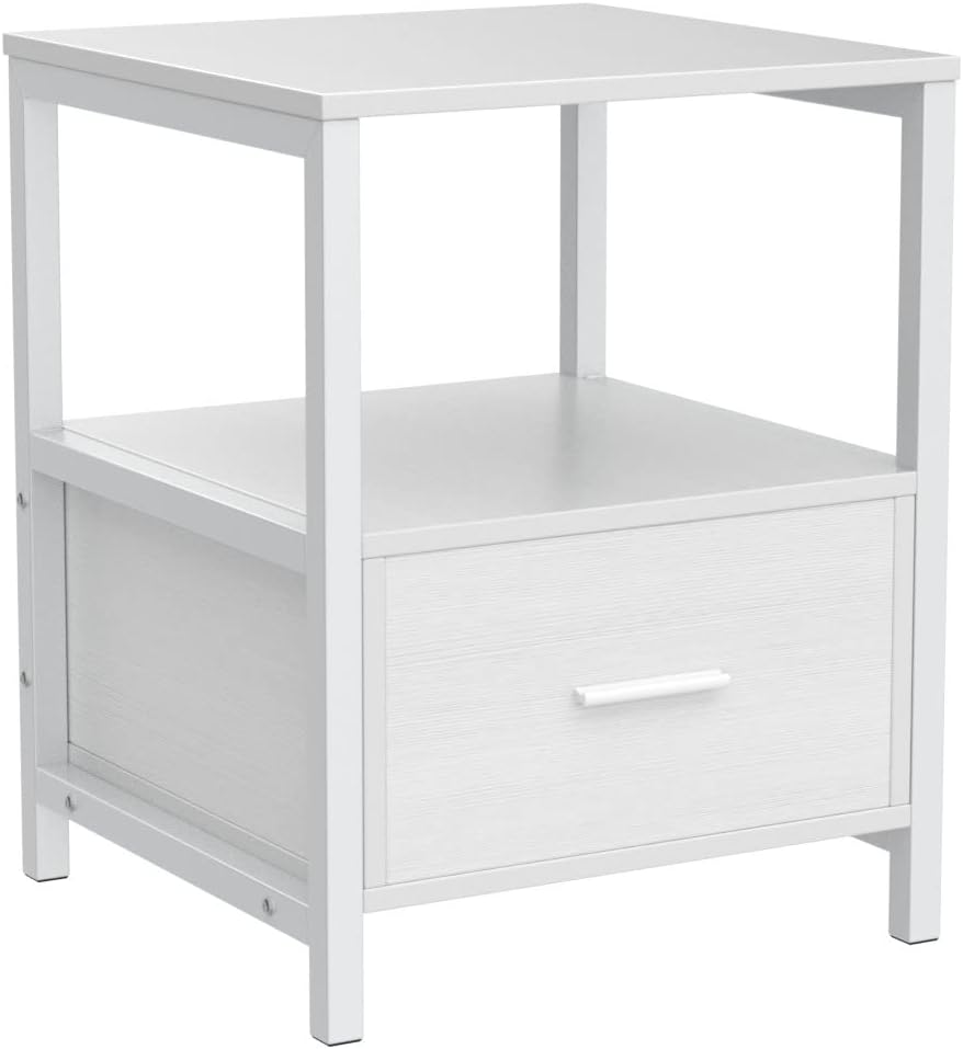 VECELO Nightstand Modern Square End Side Table, 1 Pack/2 Packs - VECELO