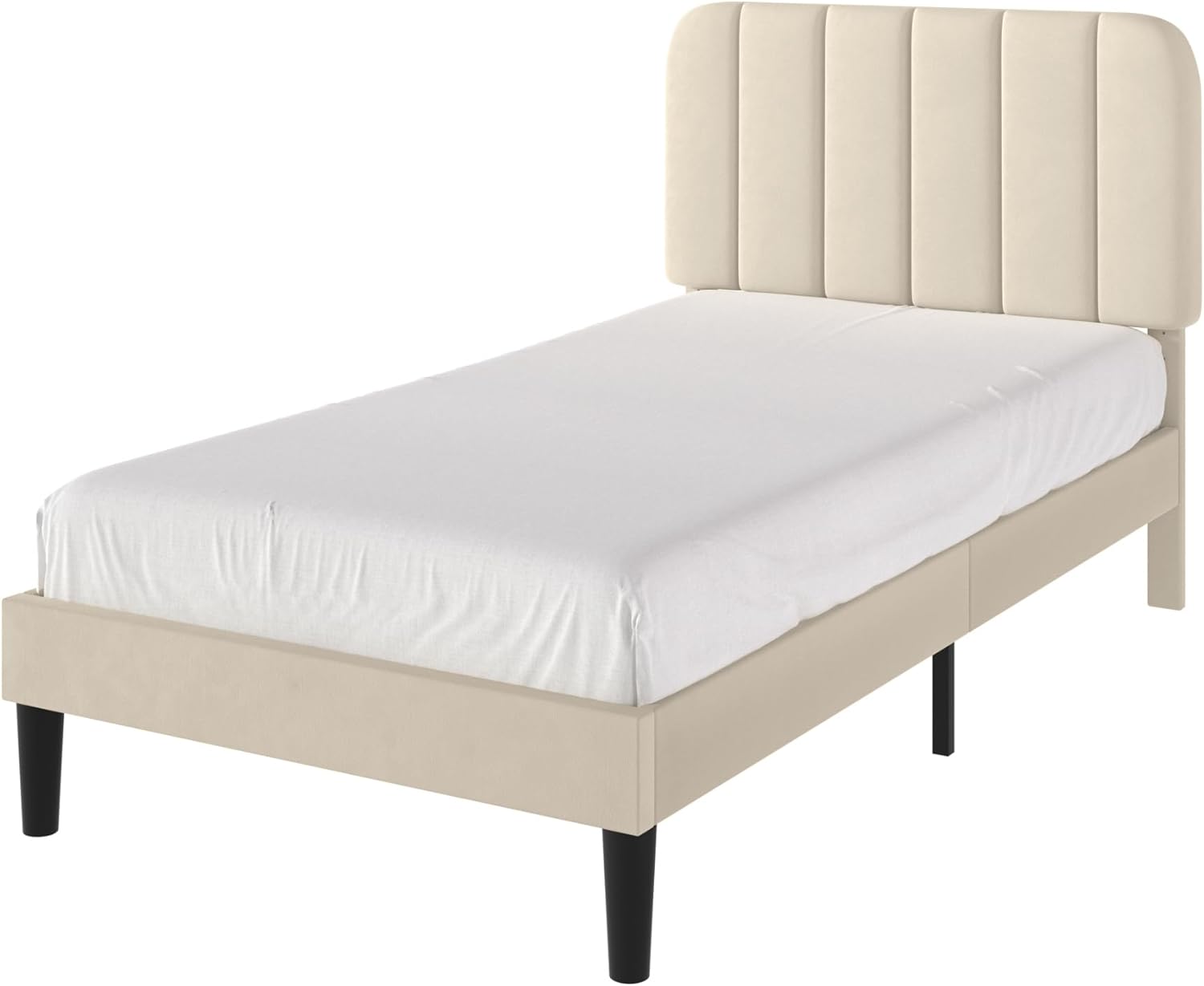 VECELO Upholstered Platform bedframe with Adjustable Headboard
