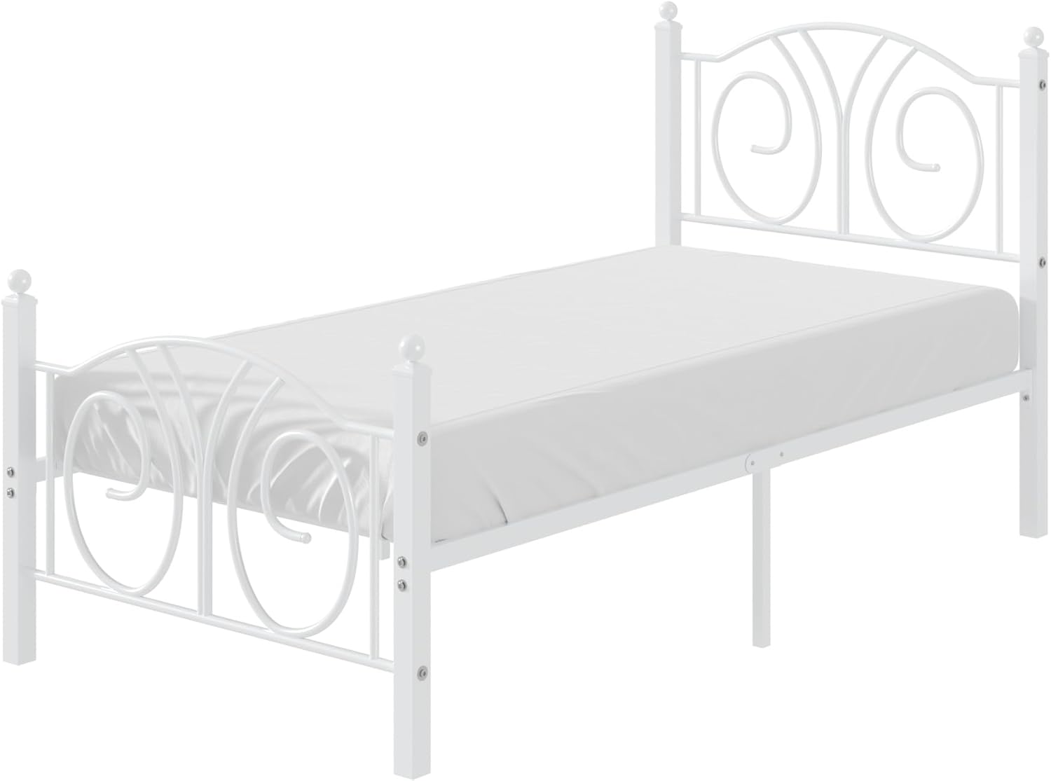 VECELO Twin Size Metal Platform Bed Frame with headboard and Footboard