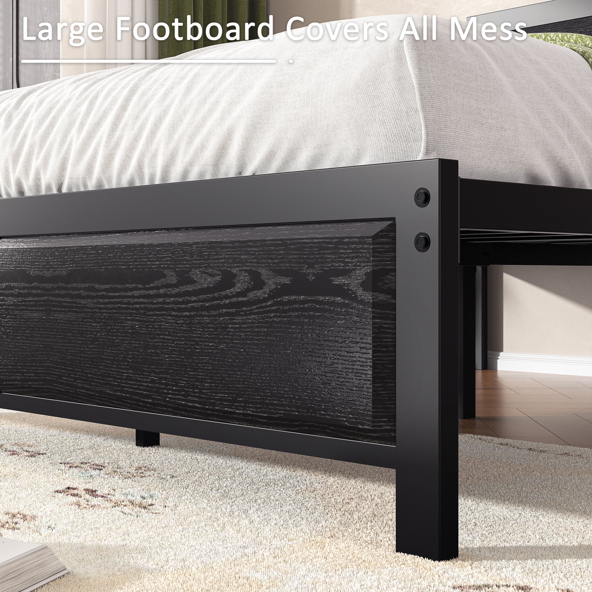 VECELO Platform Bed Frame, Mattress Foundation with Rustic Vintage Wood Headboard