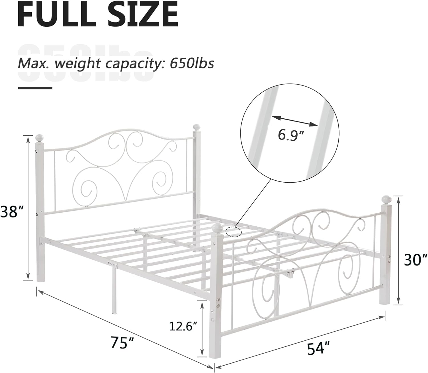 VECELO Classic Metal Bed Frame Mattress Foundation - VECELO