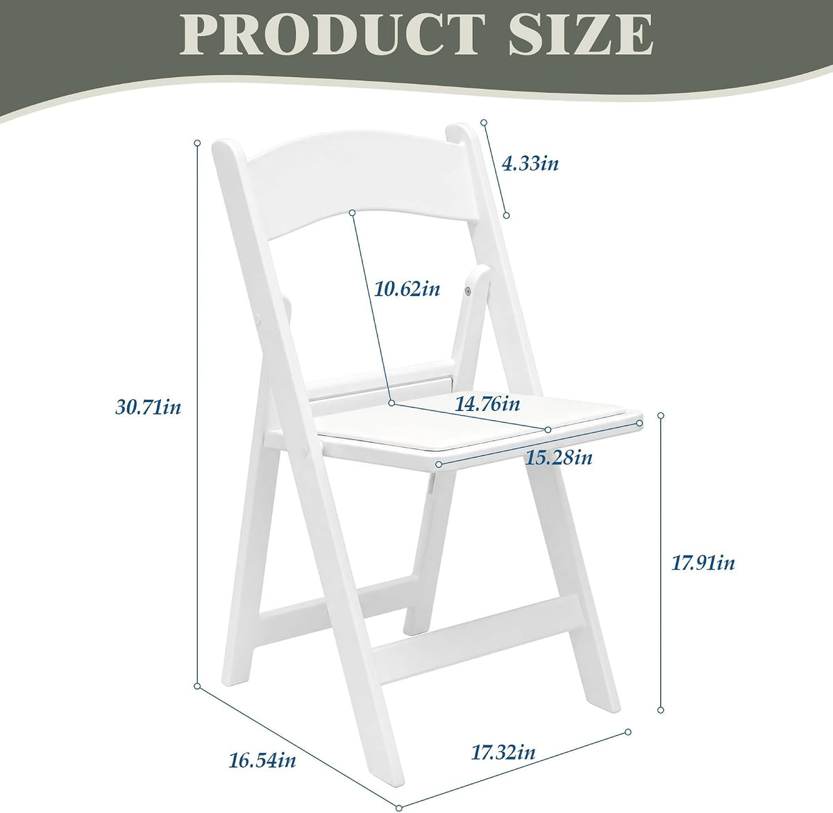 VECELO Folding Chair with Padded Seat Foldable Resin Dining Chairs for Indoor Outdoor Use