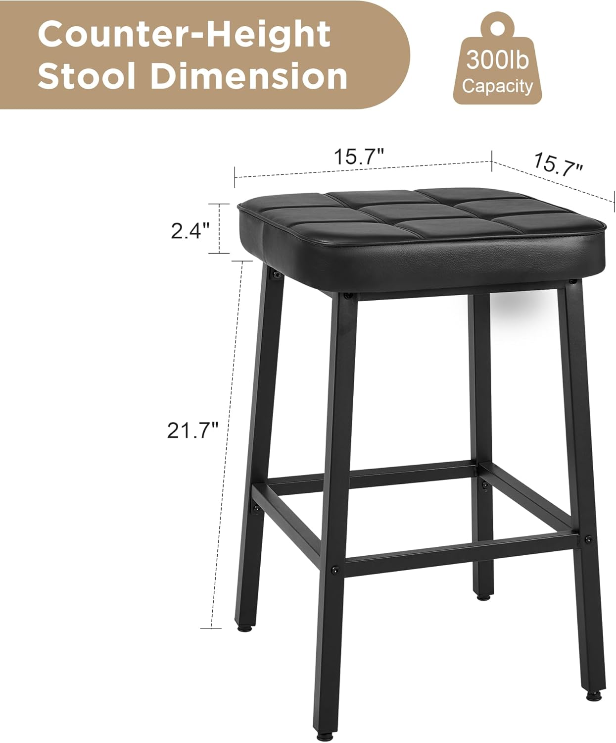 VECELO Modern Counter Height Bar Stools Set of 2