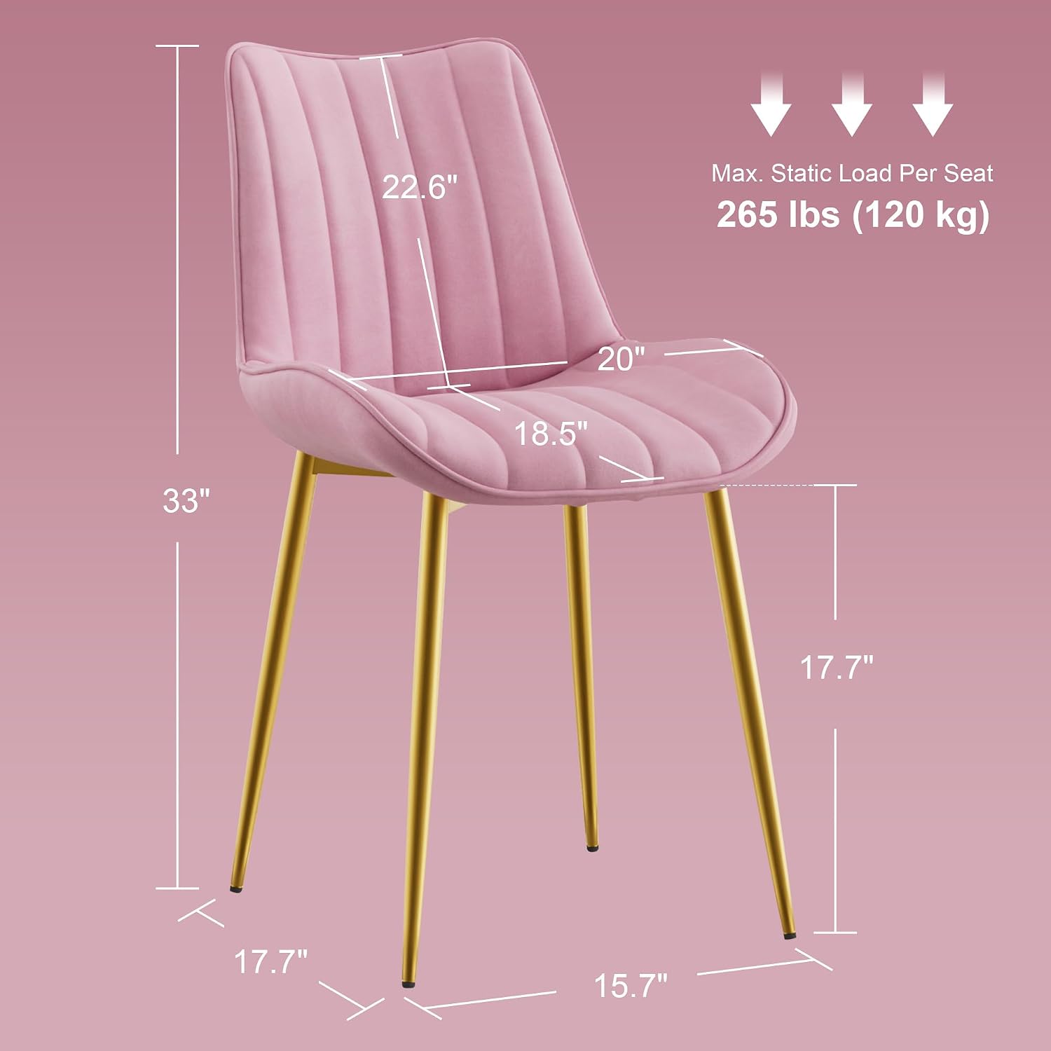 VECELO Dining Chairs, Velvet Fabric & Metal Frame