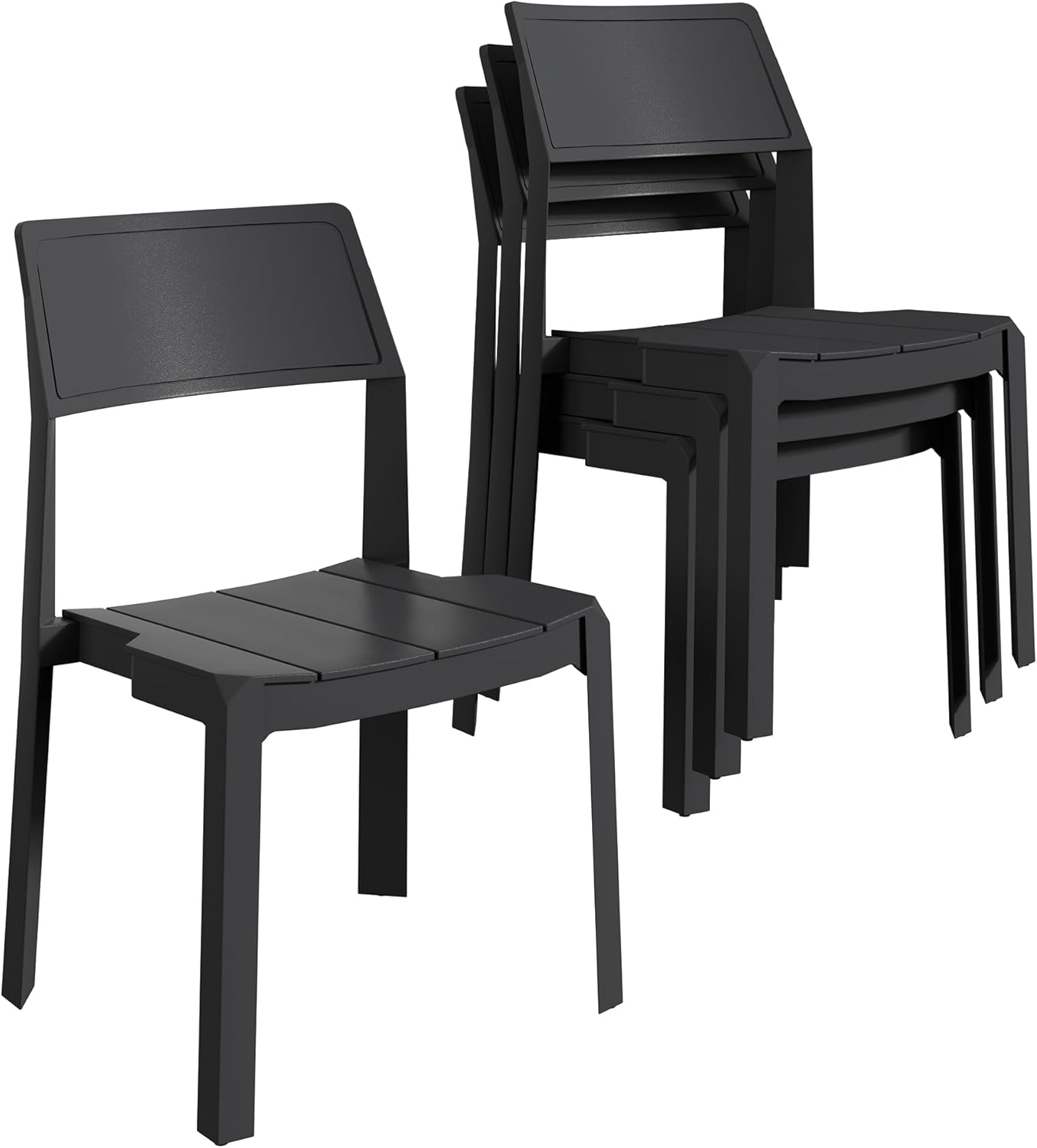 VECELO Dining Chairs Set of 4, Stackable Plastic Kitchen Chairs