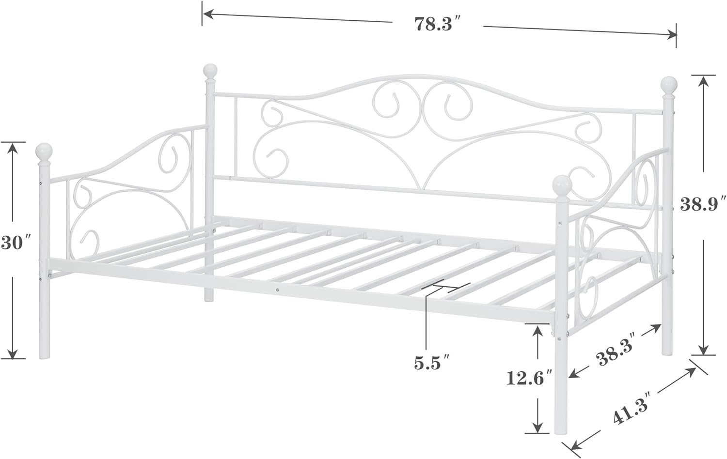 VECELO Premium Daybed Metal Bed Frame Twin Size