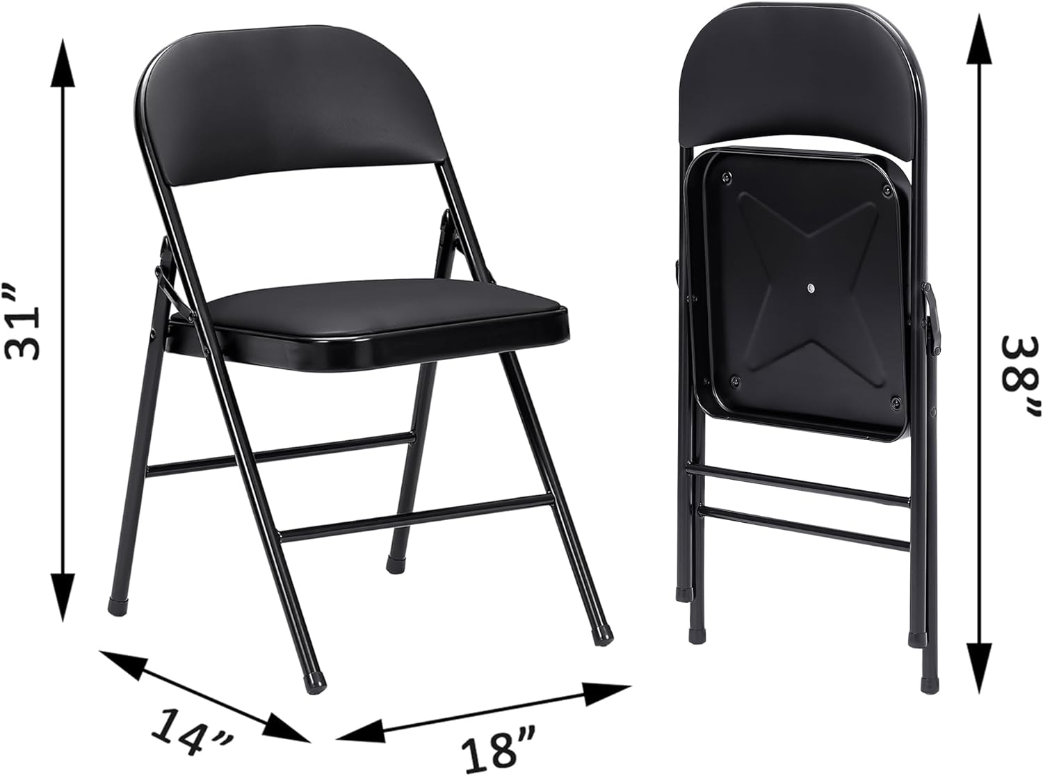 VECELO Portable Folding Card Table Square and Chair Sets with Collapsible Legs & Vinyl Upholstery (5 PCS) - VECELO