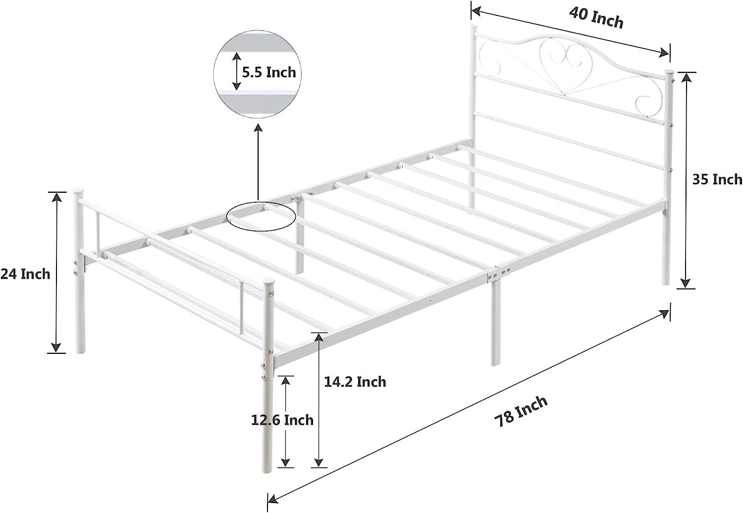 VECELO Metal Platform Bed Frame Mattress Foundation Decorative Headboard & Footboard - VECELO