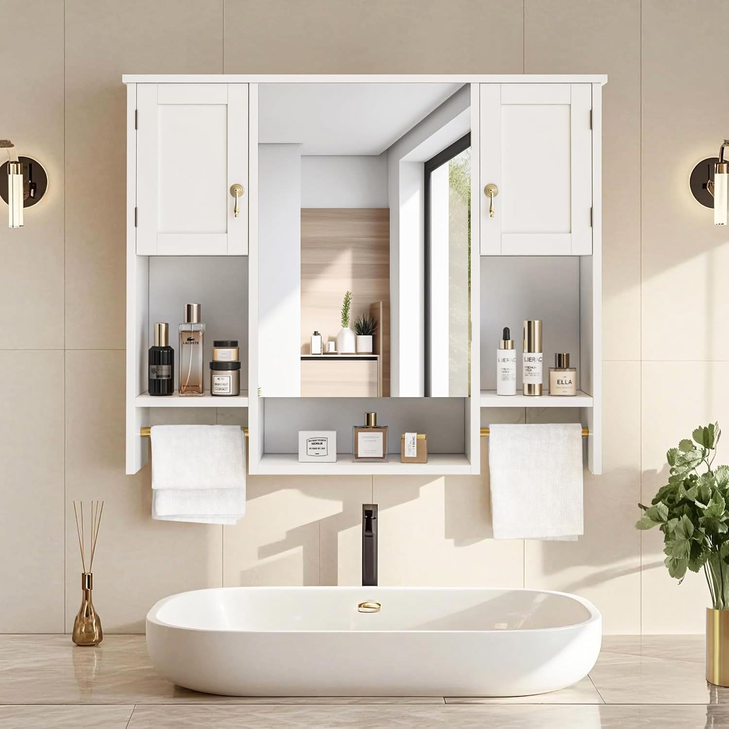 VECELO Bathroom Wall Cabinet with Mirror