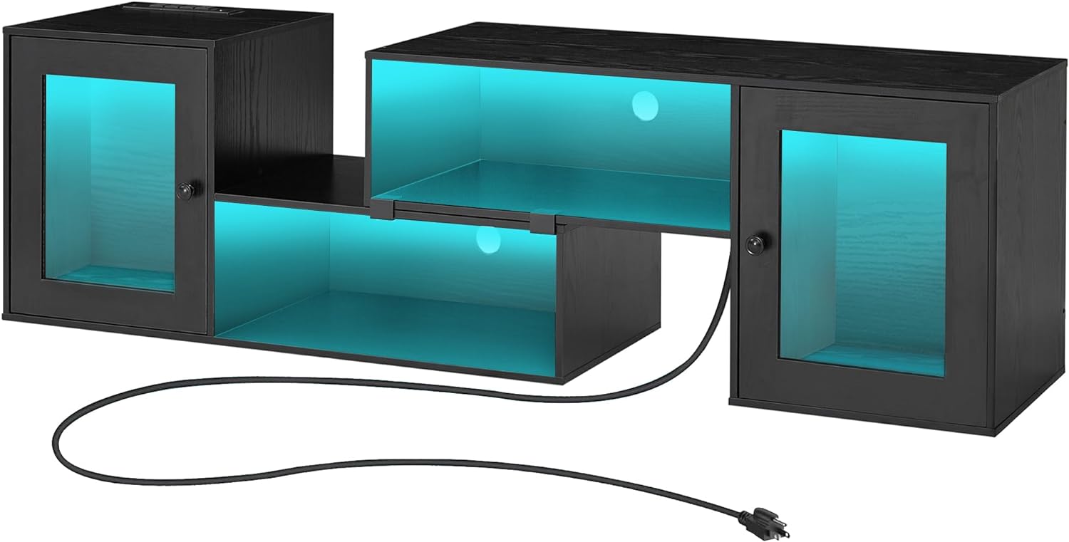 TV Stand with LED Strip & Power Outlet