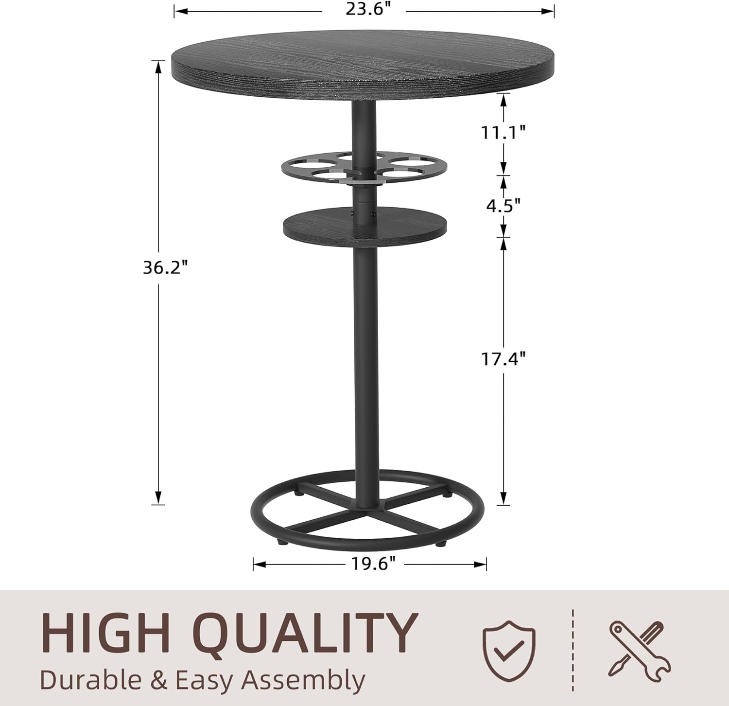 VECELO 3 Piece Bar Table Set, Small 2-Tier Round Pub Table with Barstools - VECELO