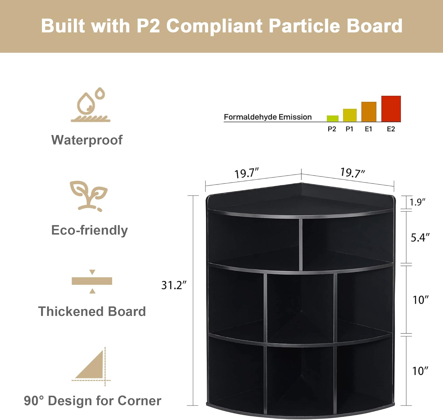VECELO 3-Tier Corner Cabinet with 8 Cubbies, Wooden Cube Storage Organizer - VECELO