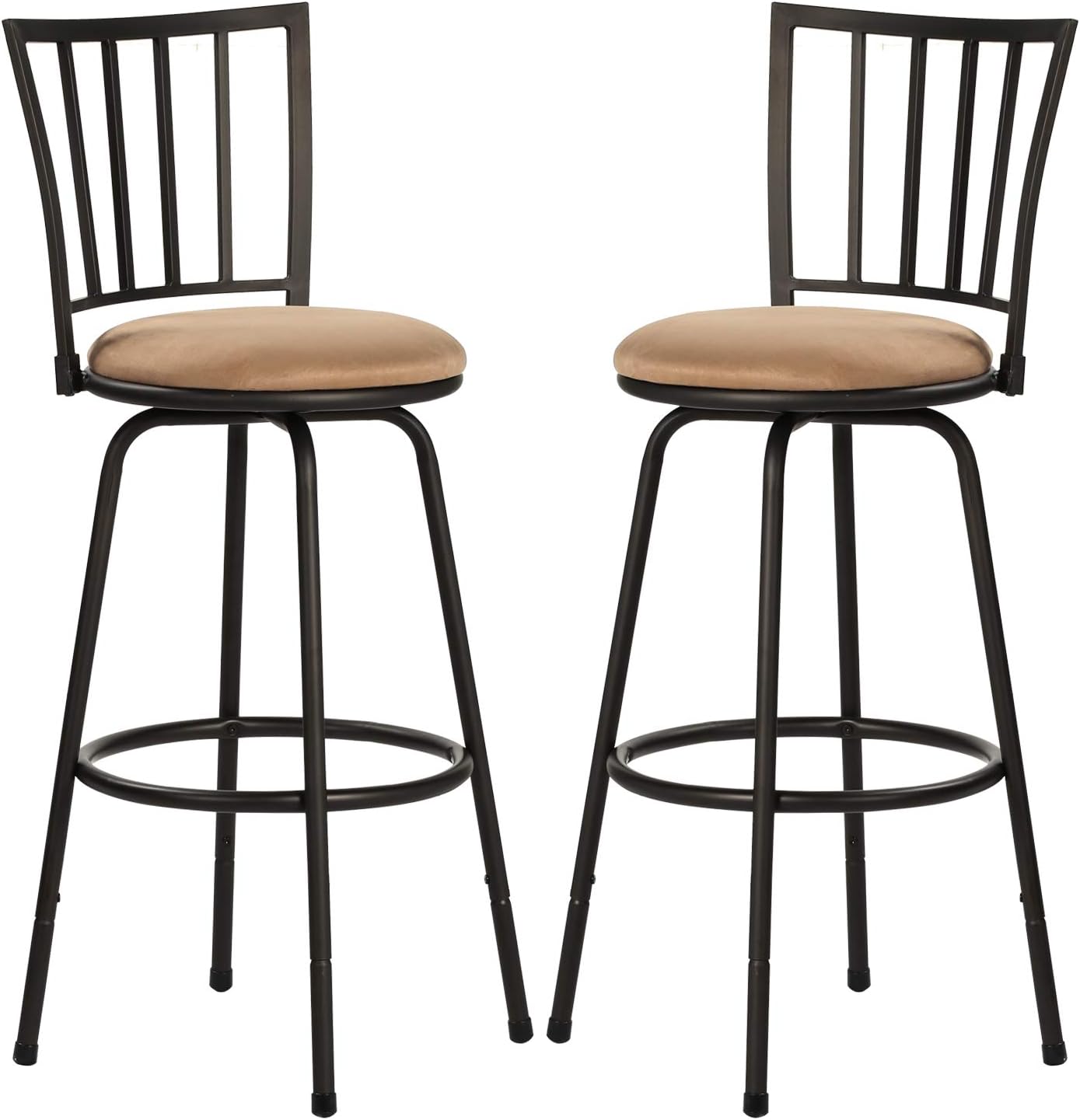 VECELO 41.5" Adjustable Bar Stools with 360 Degree Swivel Seat Top Set of 2 - VECELO