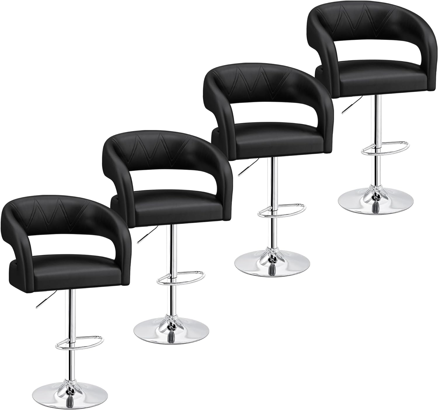 VECELO Bar Stools Set of 2 Adjustable Swivel Modern Pu Leather Barstools - VECELO