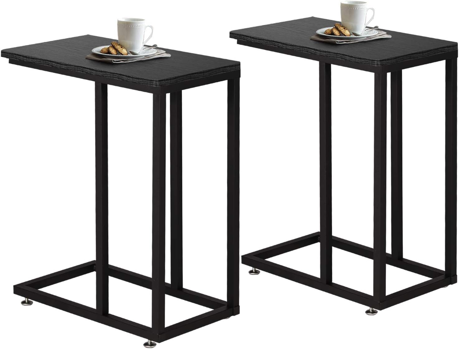 VECELO C Shaped End Side Table for Sofa Couch and Bed Snack TV Tray - VECELO