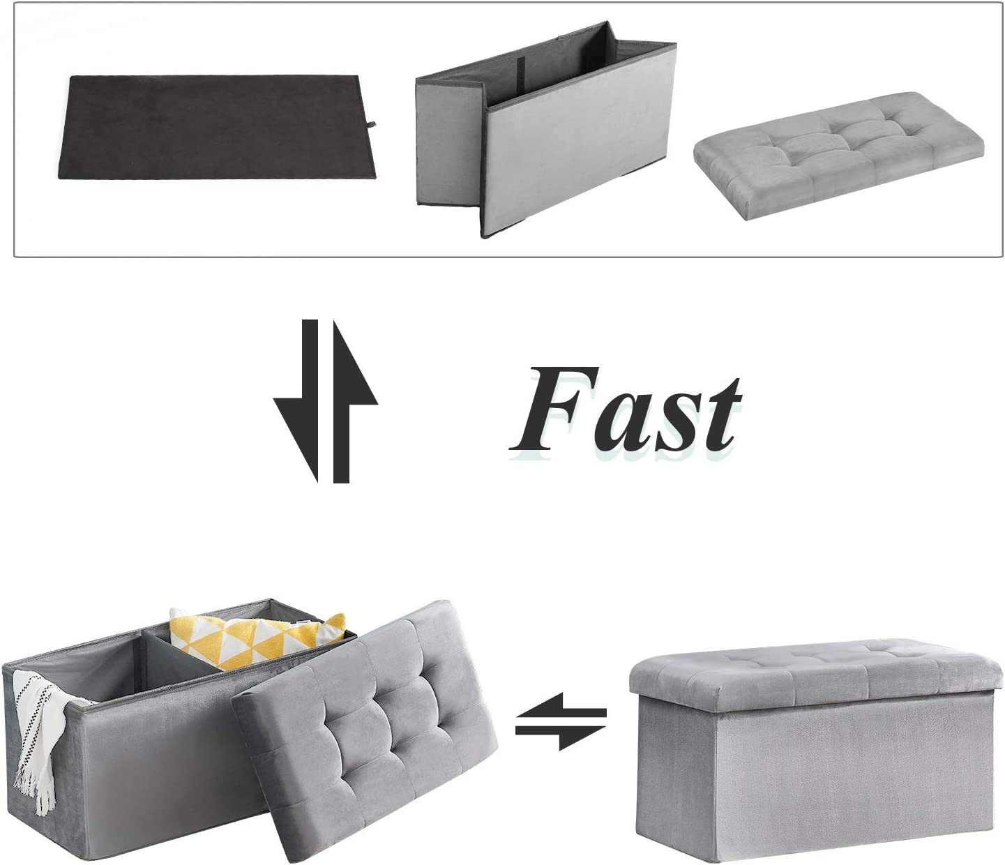 VECELO Tufted Velvet Ottoman Foot Stool - VECELO