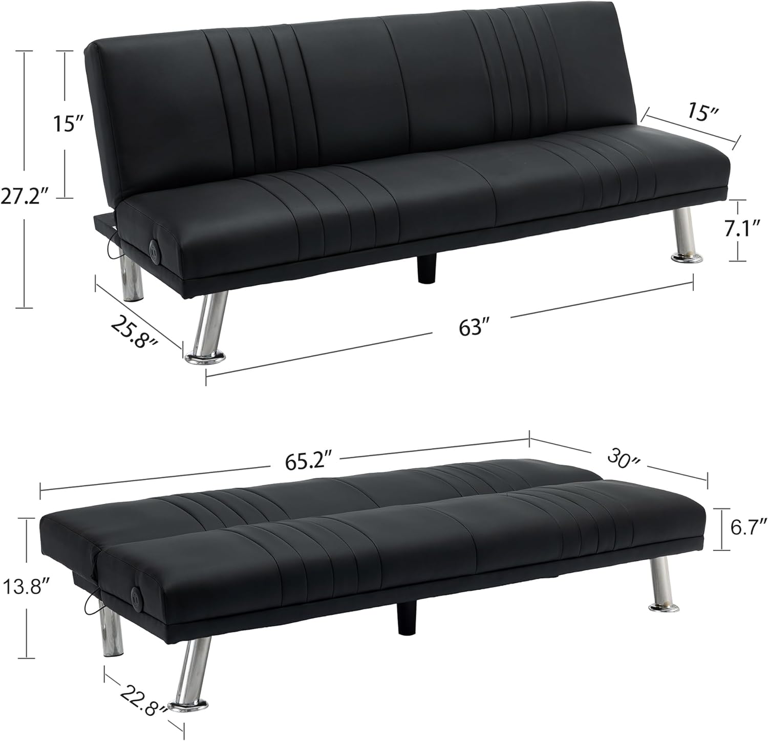 VECELO Modern Convertible Sofa Bed/Folding Sleeper Couch - VECELO