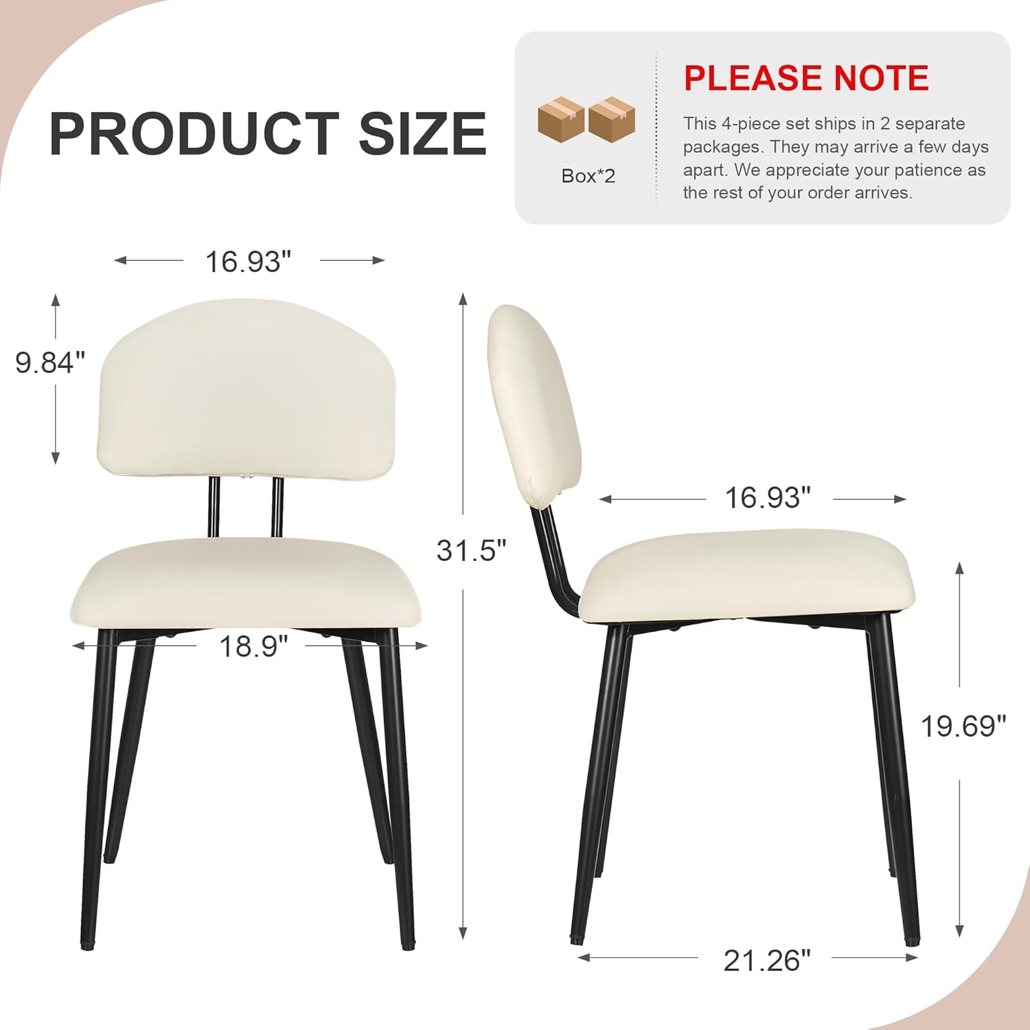 VECELO Dining Chairs Set of 2