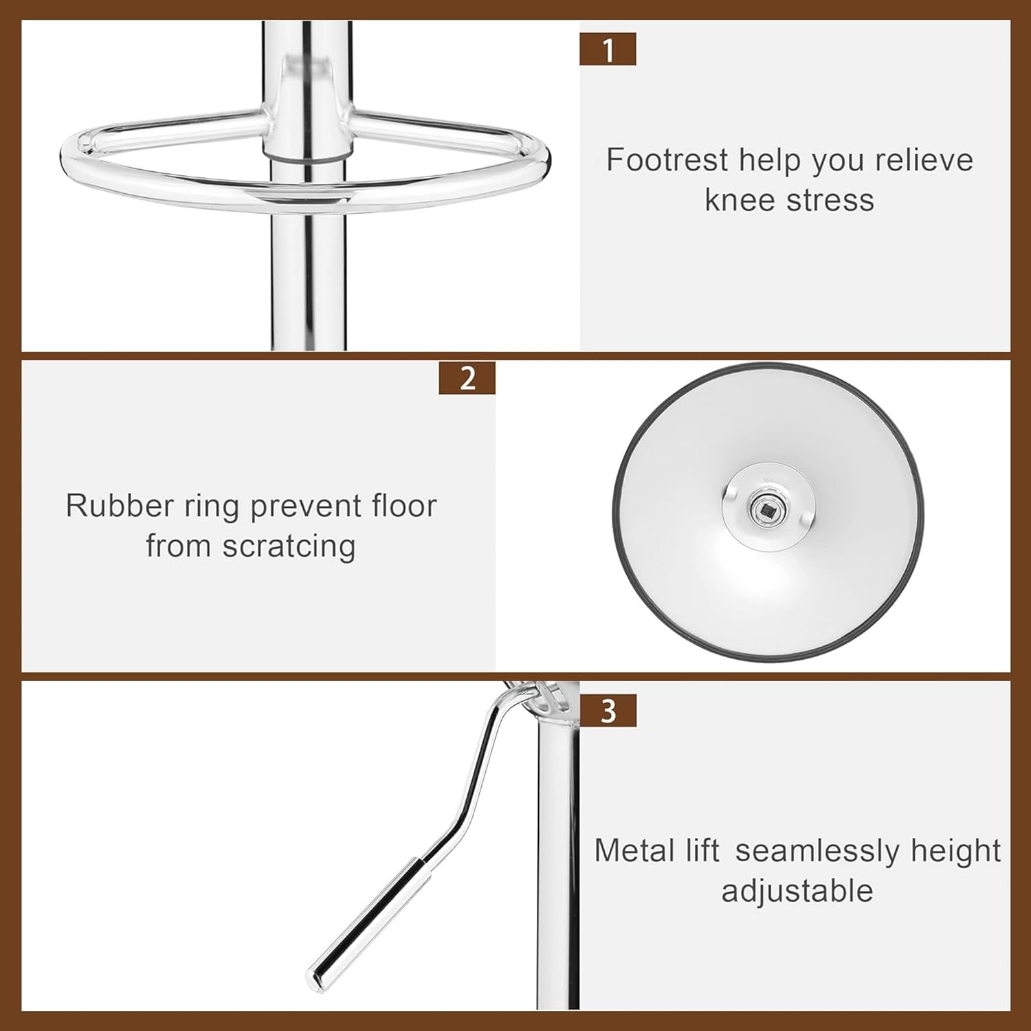 VECELO Adjustable Counter Height Bar Stools Set of 2 - VECELO