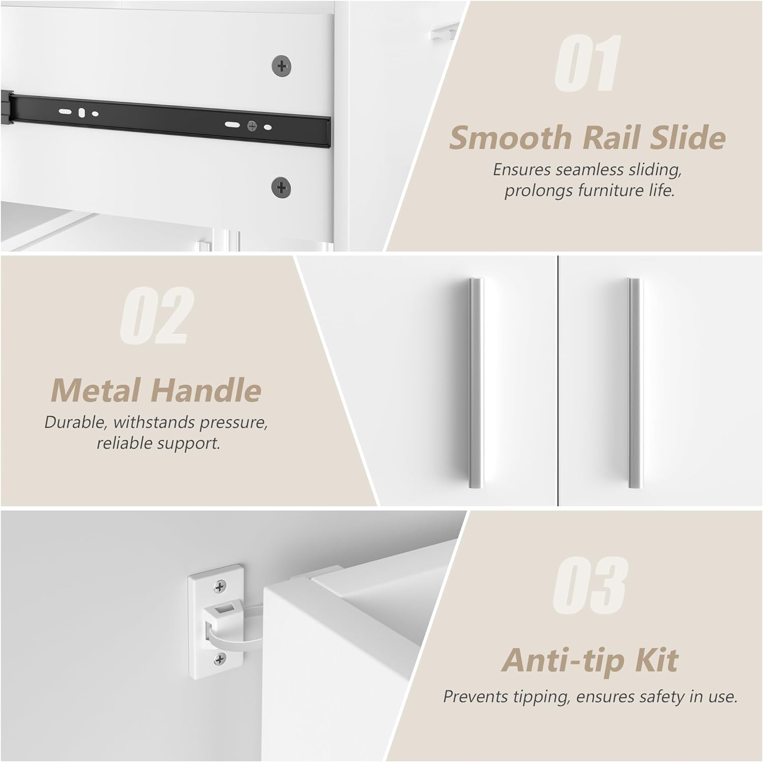 VECELO Dresser for Bedroom Chest of 4 Drawers/6 Drawer with Adjustable LED Lights - VECELO