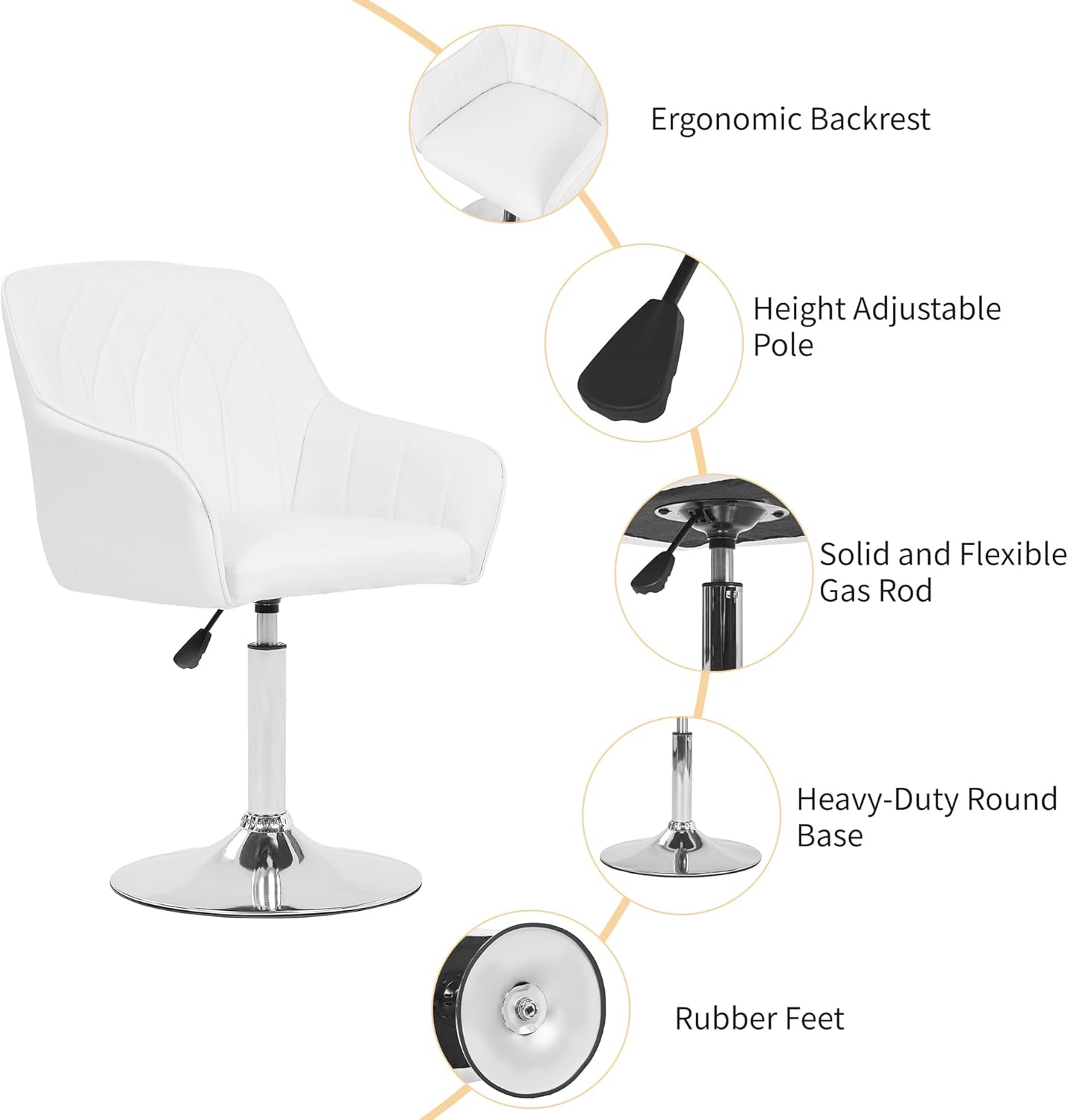 VECELO Modern Accent Chair with Adjustable Height