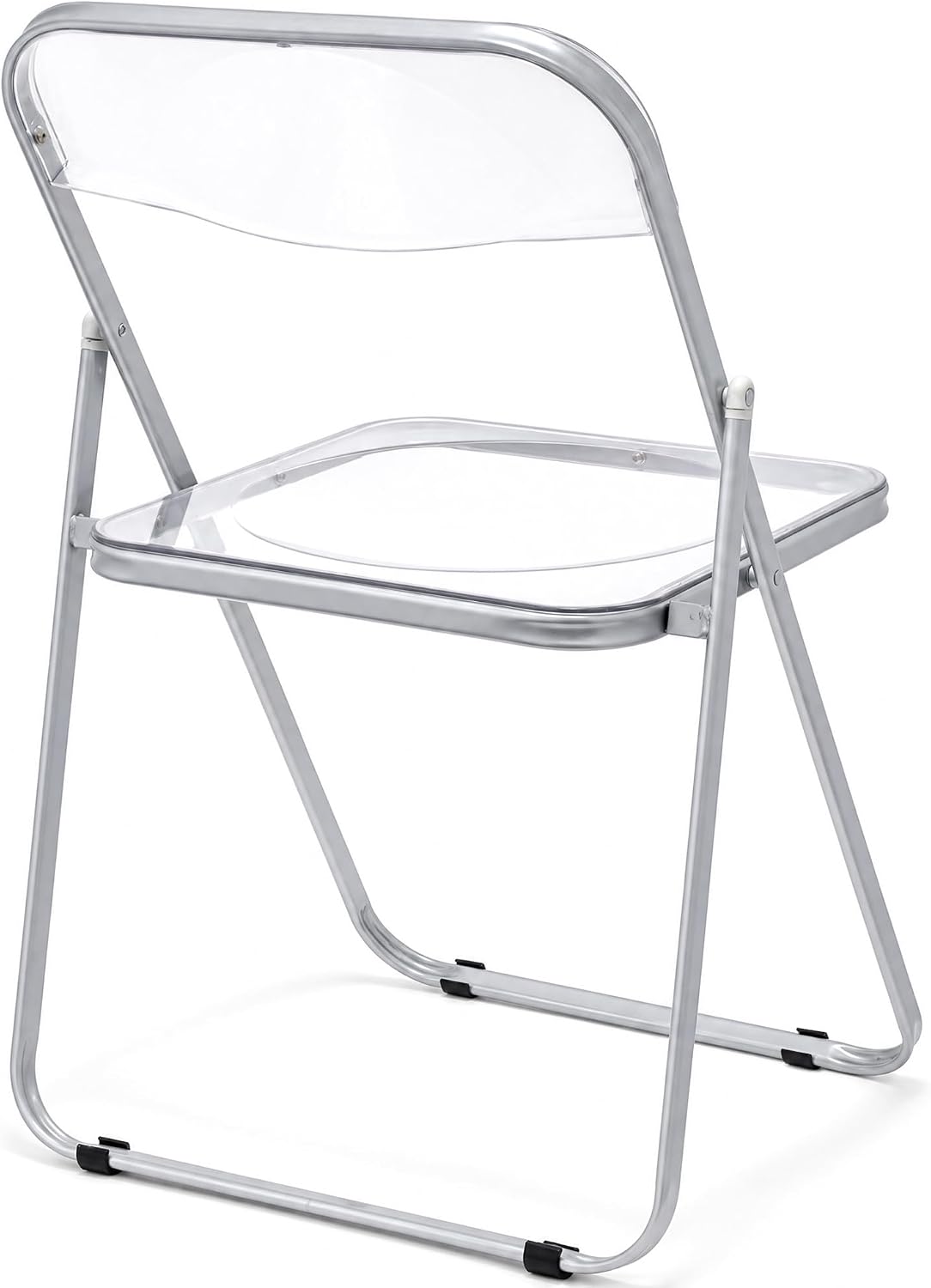VECELO Transparent Acrylic Folding Chairs Set of 4 or 8 Clear Stackable Dining Chairs Metal Frame