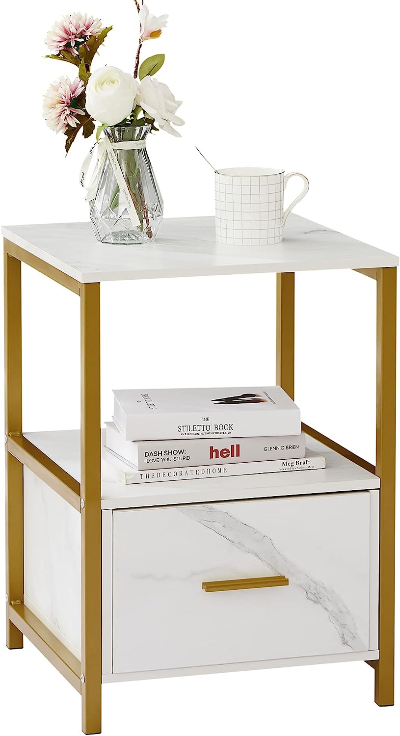VECELO Nightstand Modern Square End Side Table, 1 Pack/2 Packs - VECELO
