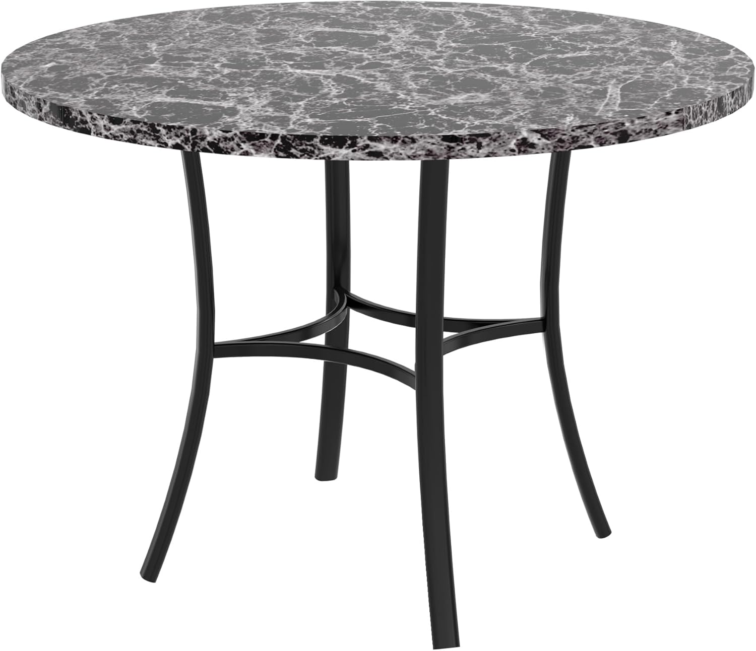 VECELO 36" Round Dining Table for 4, Faux Marble Dinette with Metal Frame for Kitchen - VECELO
