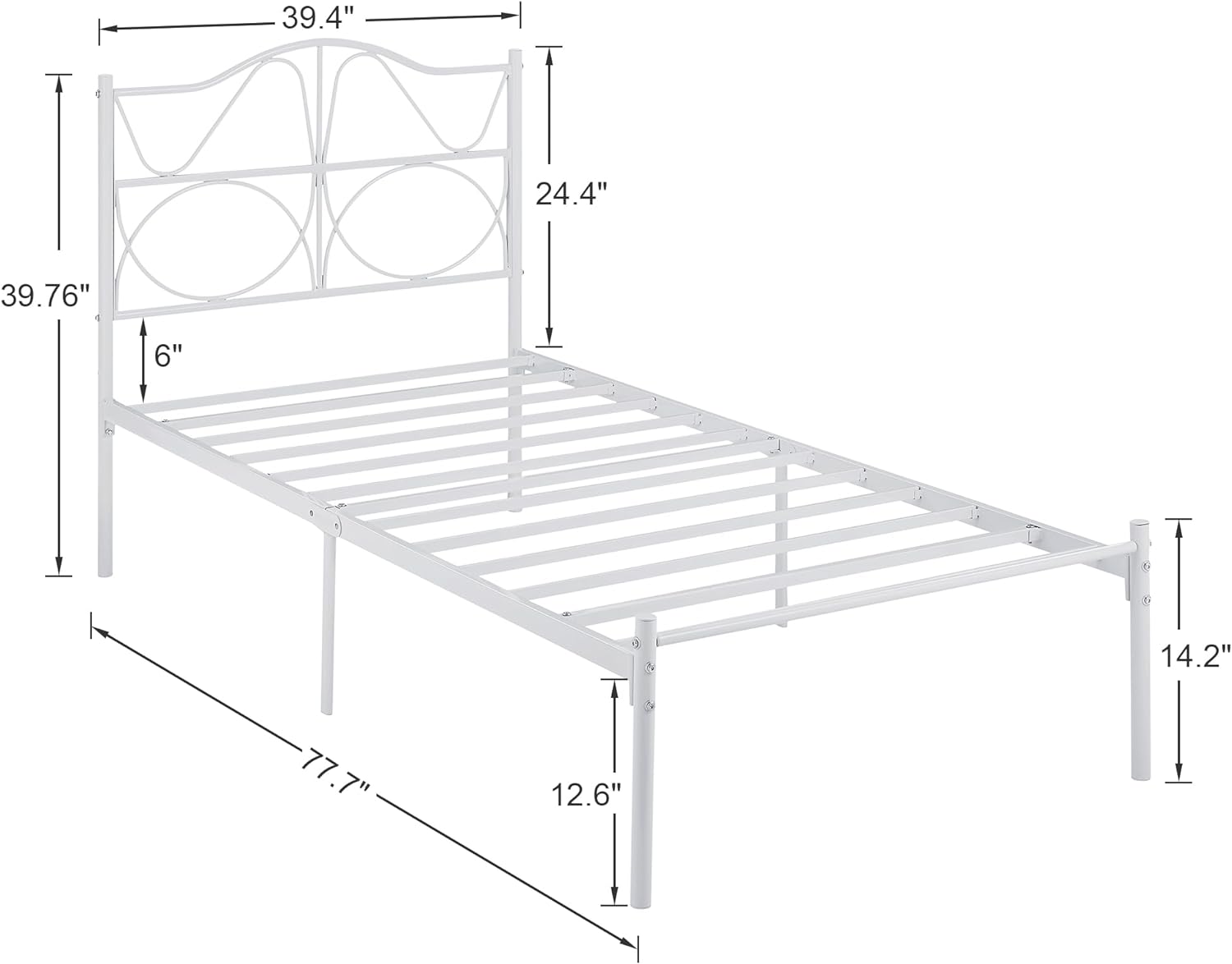 VECELO Bed Frame, Metal Bed Platform with Headboard - VECELO