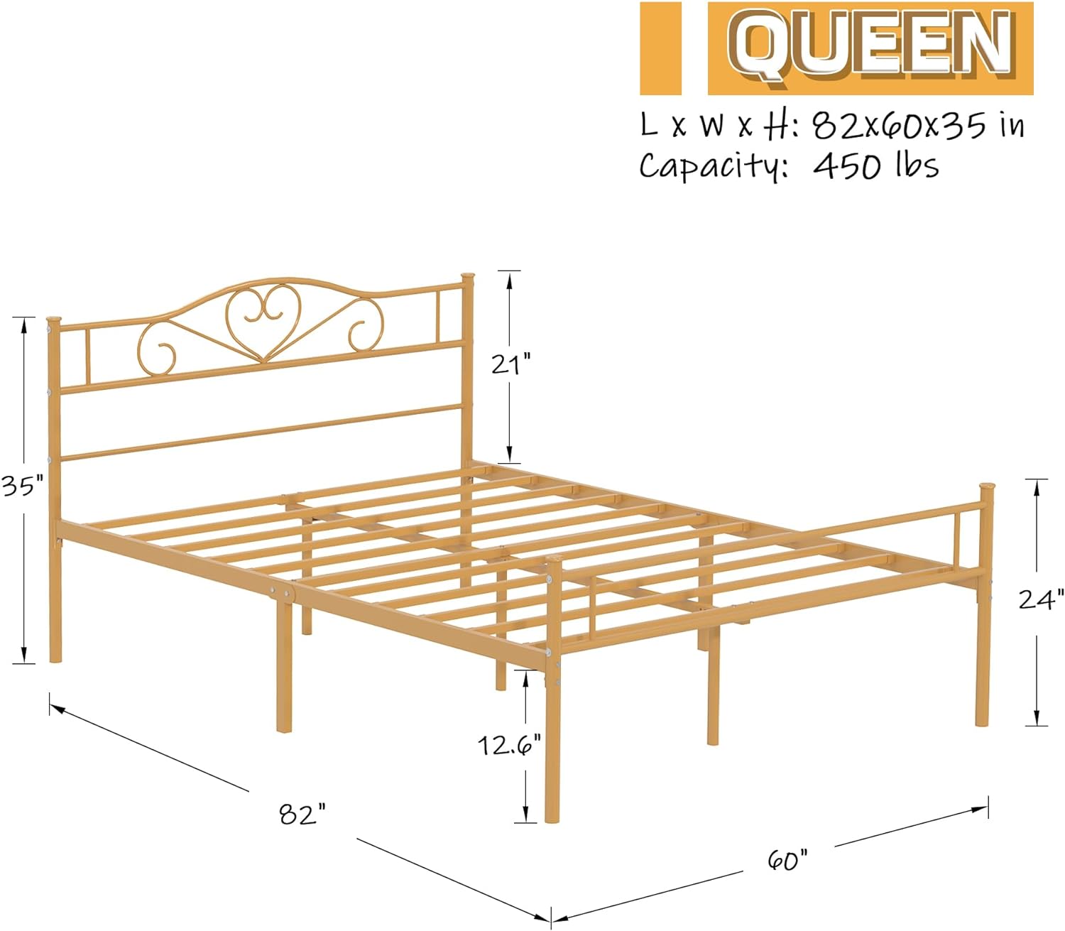 VECELO Metal Platform Bed Frame Mattress Foundation Decorative Headboard & Footboard - VECELO