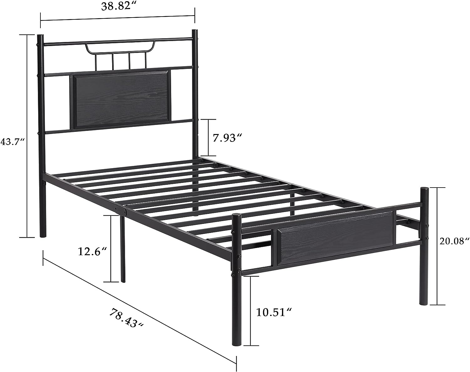 VECELO Platform Bed Frame with Wood Headboard No Box Spring Needed Heavy Duty Steel Slat