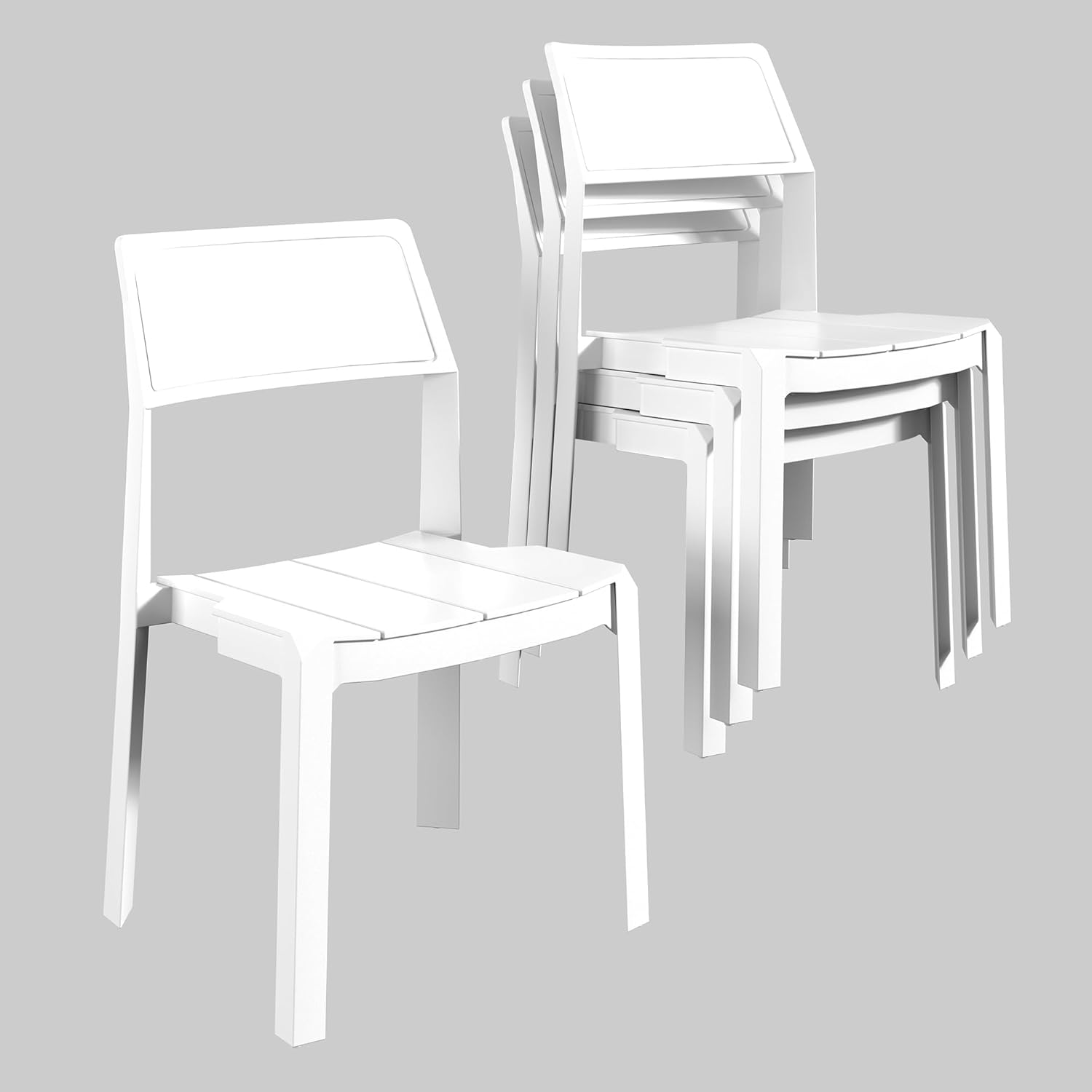 VECELO Dining Chairs Set of 4, Stackable Plastic Kitchen Chairs