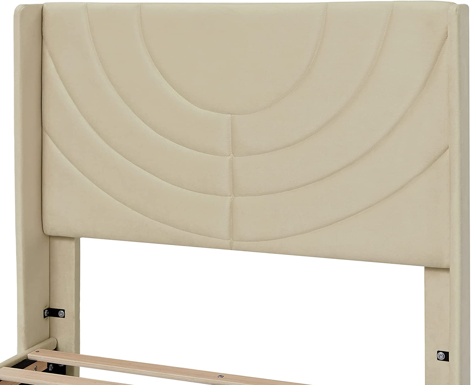 VECELO Upholstered Platform Bed Frame with Adjustable Fabric Headboard