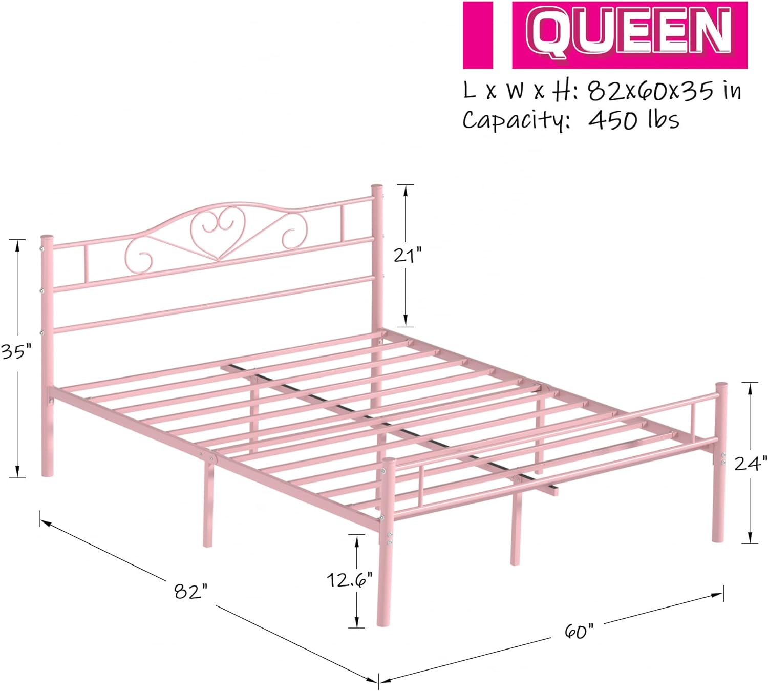 VECELO Metal Platform Bed Frame Mattress Foundation Decorative Headboard & Footboard - VECELO