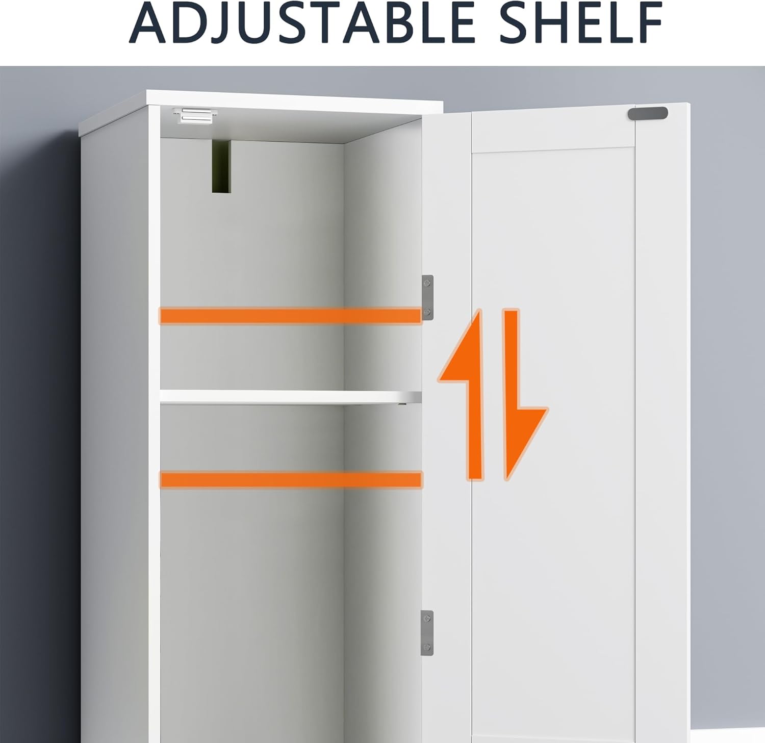 VECELO Tall Bathroom Storage Cabinet with Mirror and Hidden Basket