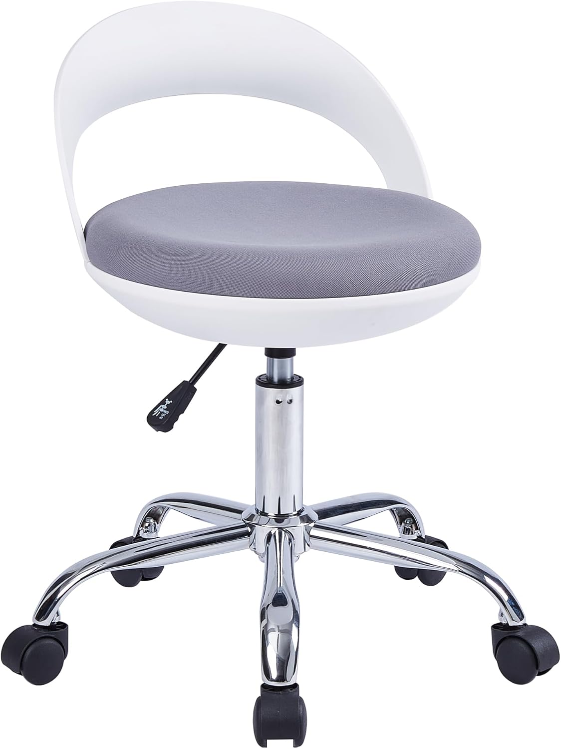 VECELO Round Rolling Stool with Back Support & Wheels