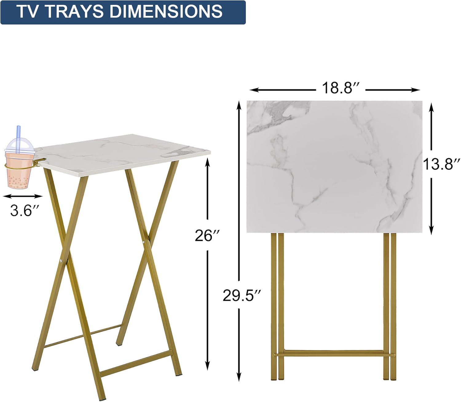 VECELO Folding TV Tray for Eating Set of 2