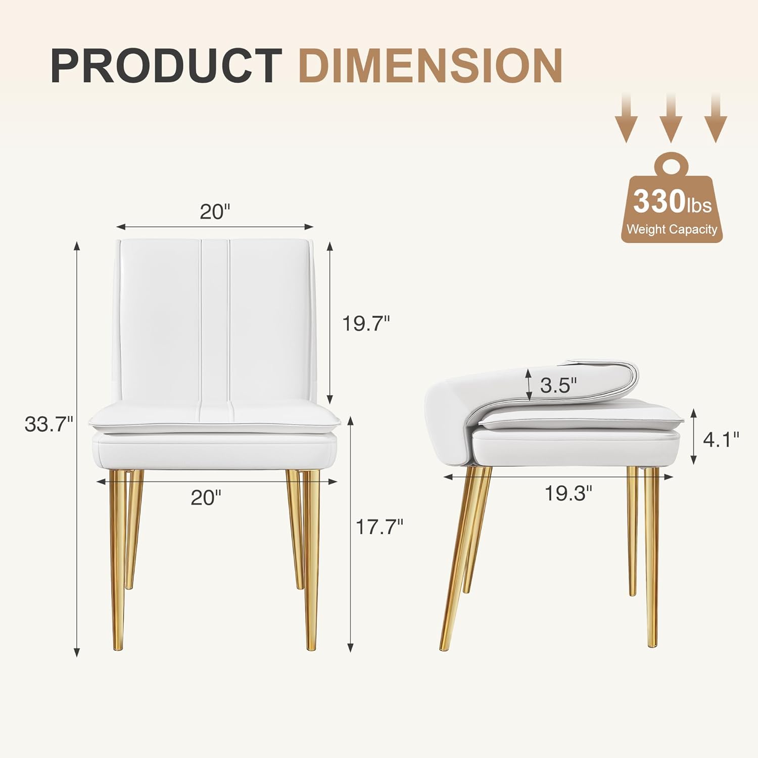 VECELO Upholstered PU Dining Chairs Set of 2