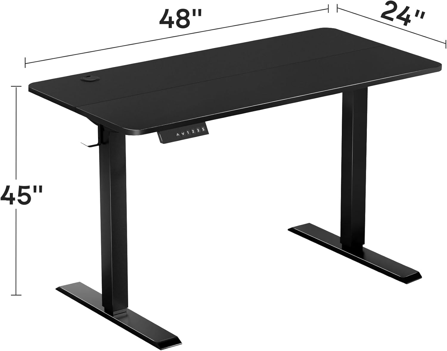 VECELO Electric Standing Desk Adjustable Height, 48 x 24 Inch Computer Desk with Headphone Hook