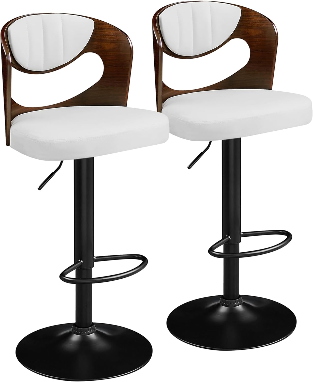 VECELO Bar Stool Set of 2,Counter Height Stools with Bentwood Back - VECELO