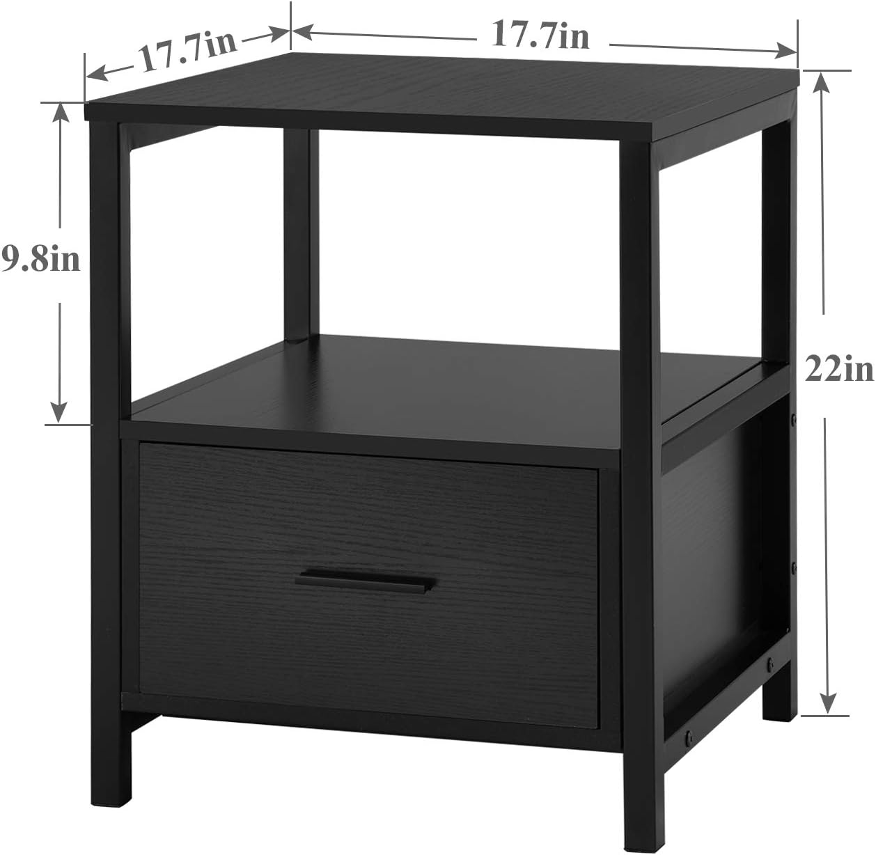 VECELO Nightstand Modern Square End Side Table, 1 Pack/2 Packs - VECELO
