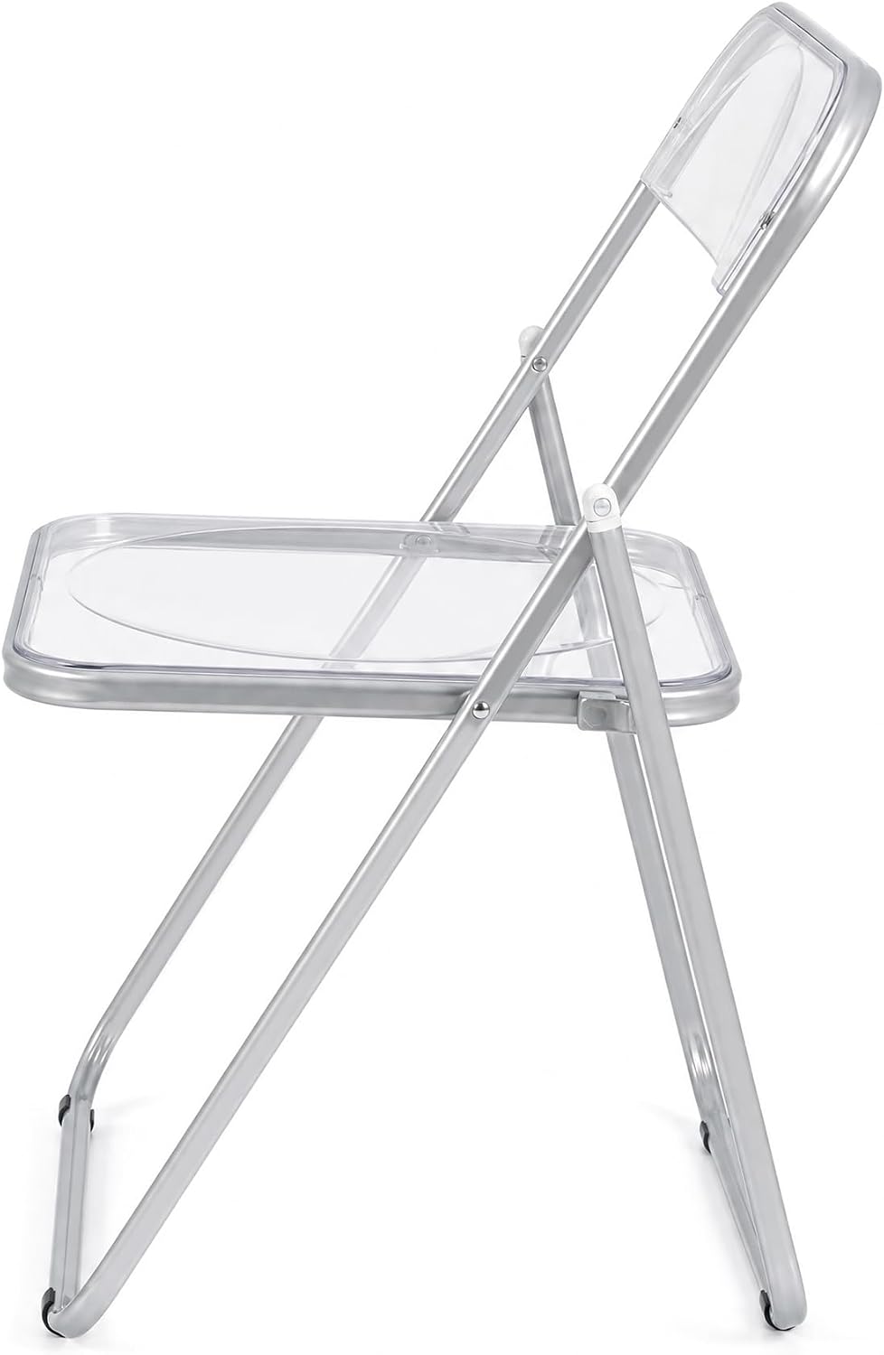 VECELO Transparent Acrylic Folding Chairs Set of 4 or 8 Clear Stackable Dining Chairs Metal Frame