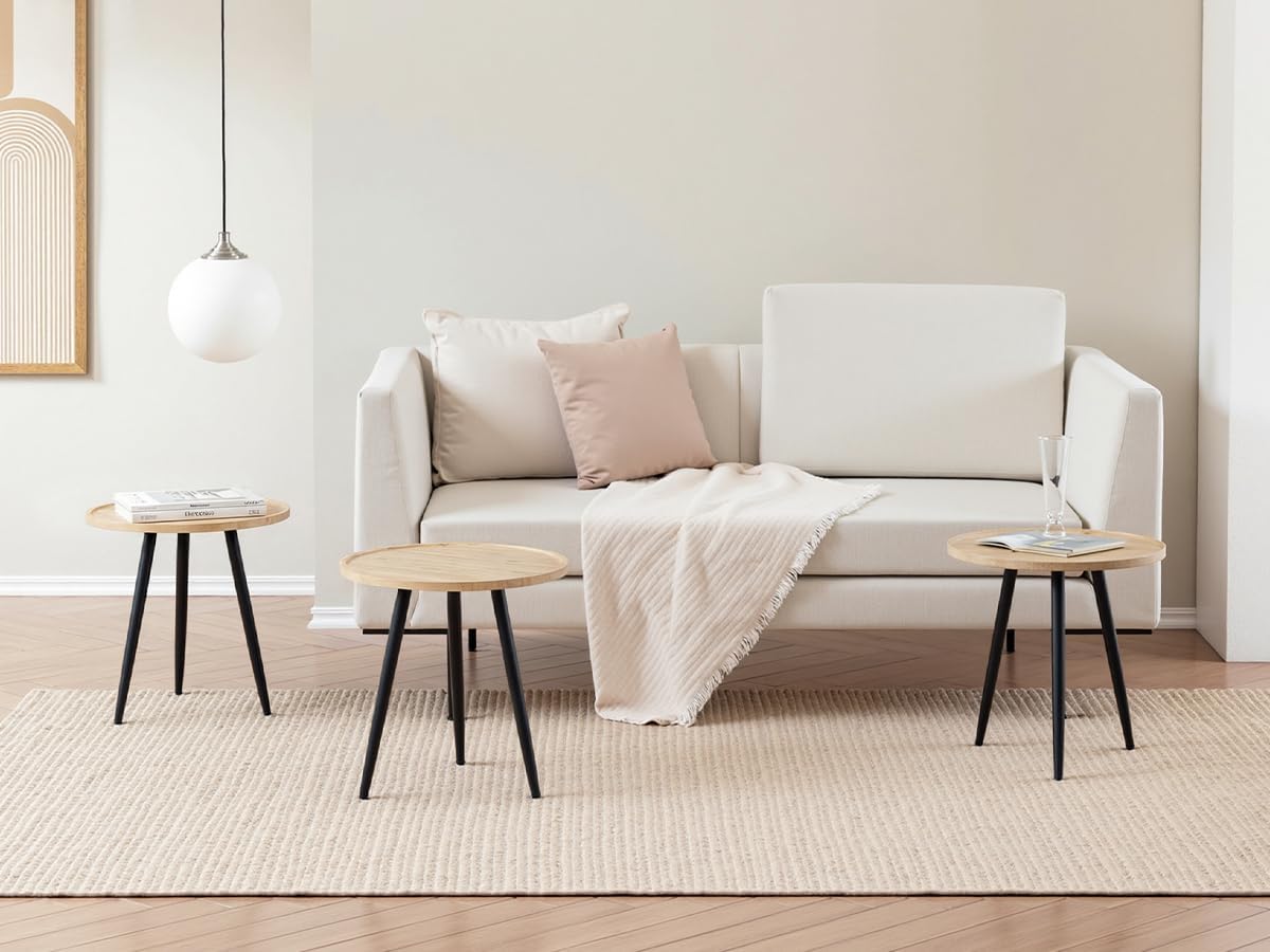 VECELO Modern Side Table, Round Small End Table